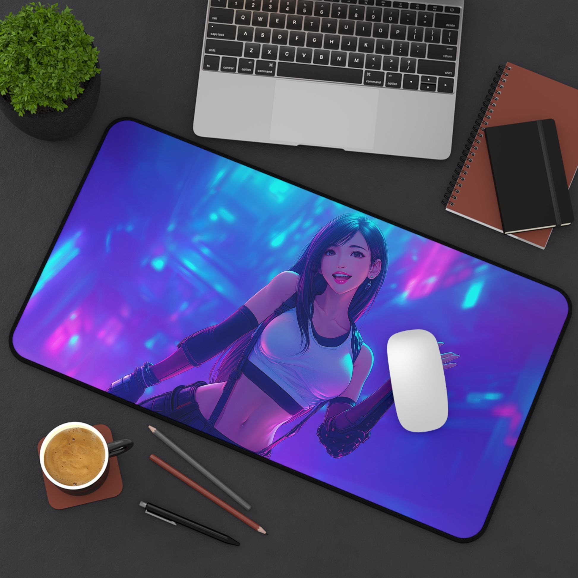 Tifa Lockhart Playmat | Final Fantasy Playmat | Iconic Fantasy Heroine Playmat with Zones Option | 24x14 | 22x12 | 32x16 Sizes