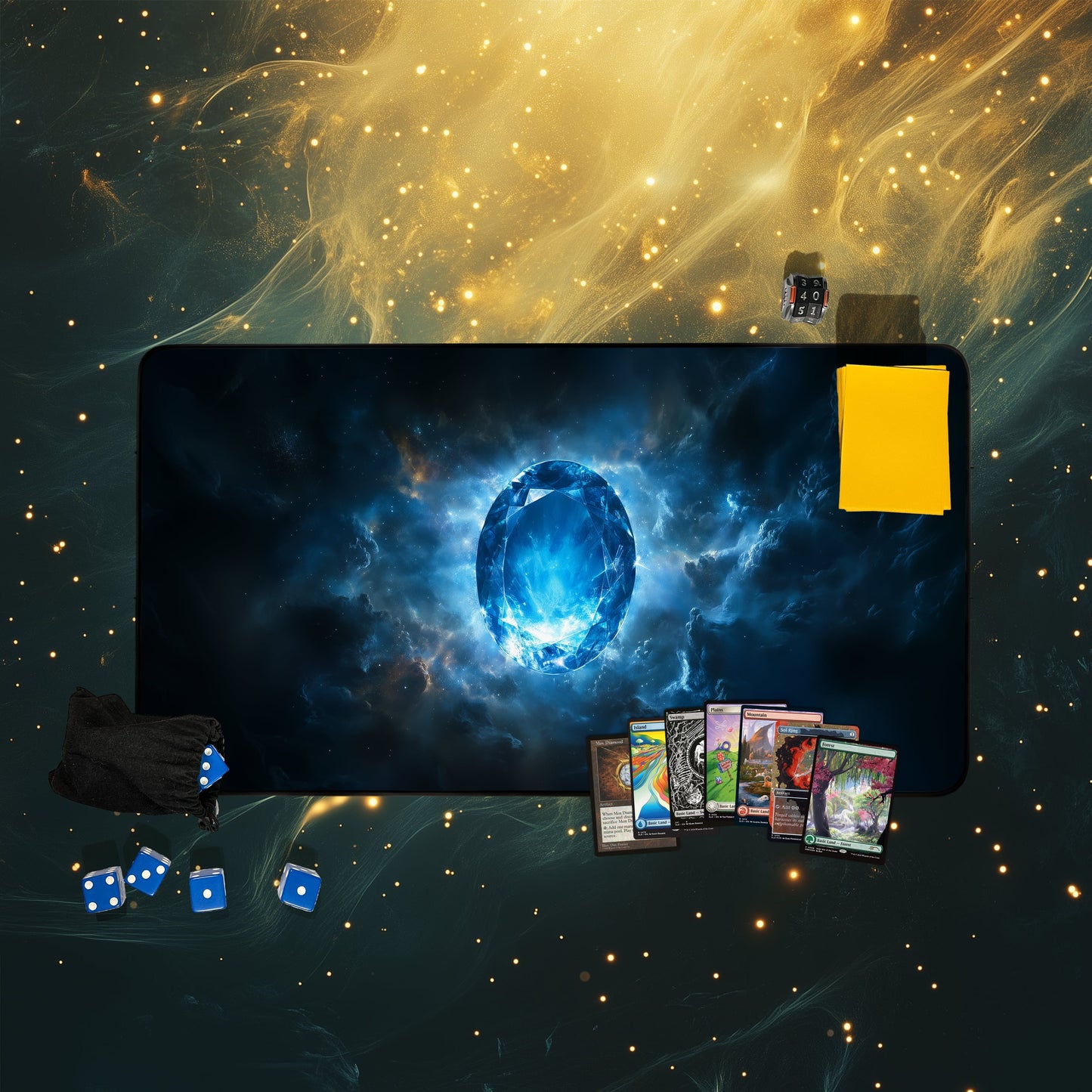 Mox Sapphire Playmat | Floating Deep Blue Mystic TCG Mat
