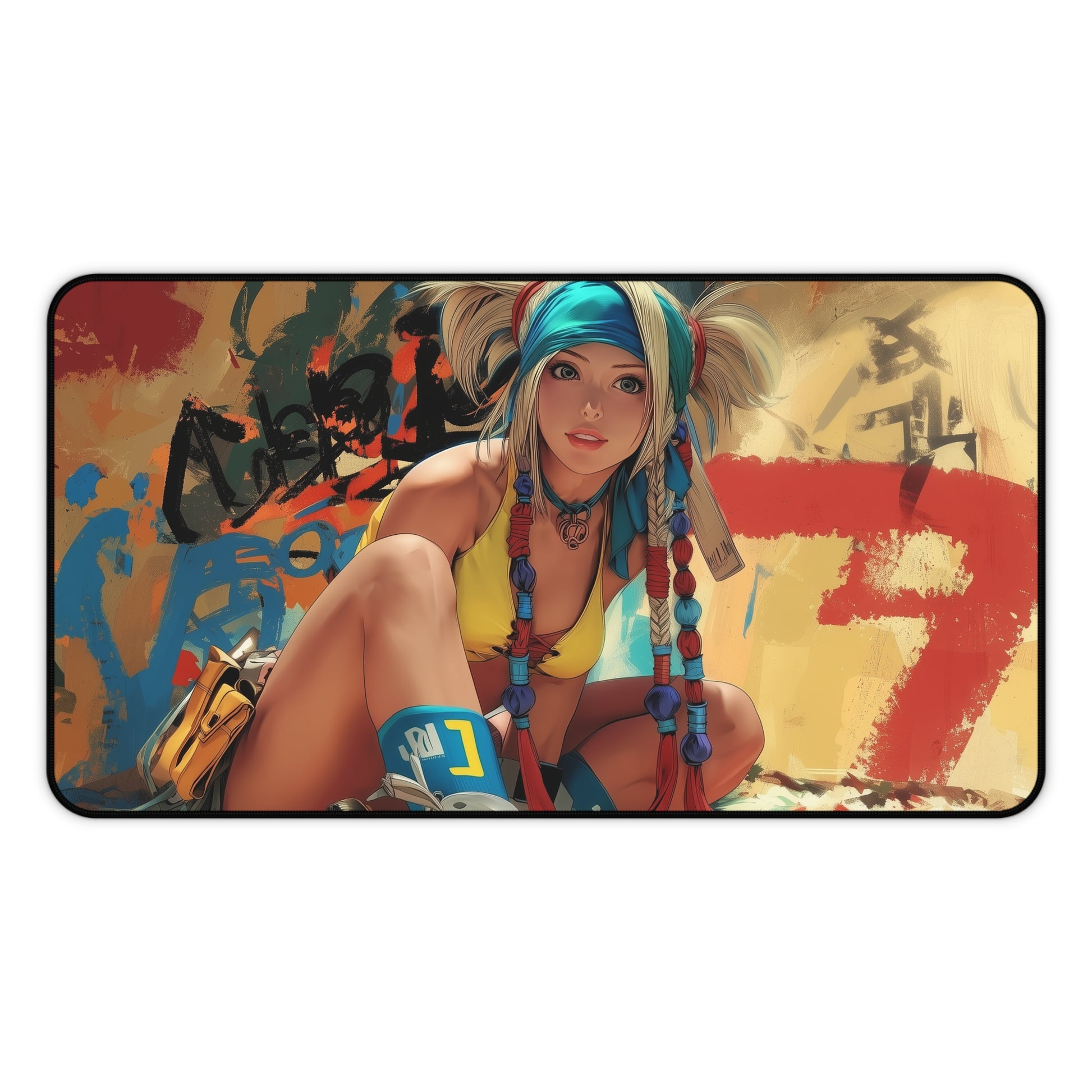 Rikku Playmat | Final Fantasy Playmat | Iconic Fantasy Heroine Playmat with Zones Option | 24x14 | 22x12 | 32x16 Sizes
