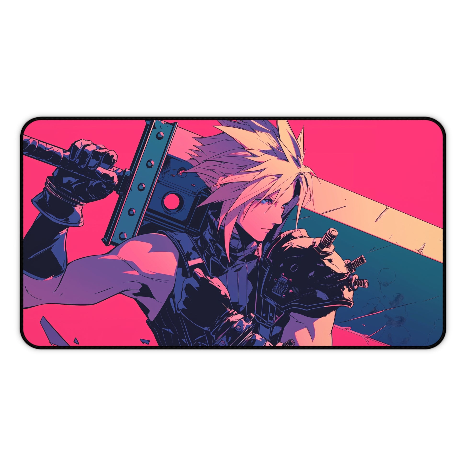 Cloud Strife Playmat | Final Fantasy Playmat | Iconic Fantasy Hero Playmat with Zones Option | 24x14 | 22x12 | 32x16 Sizes