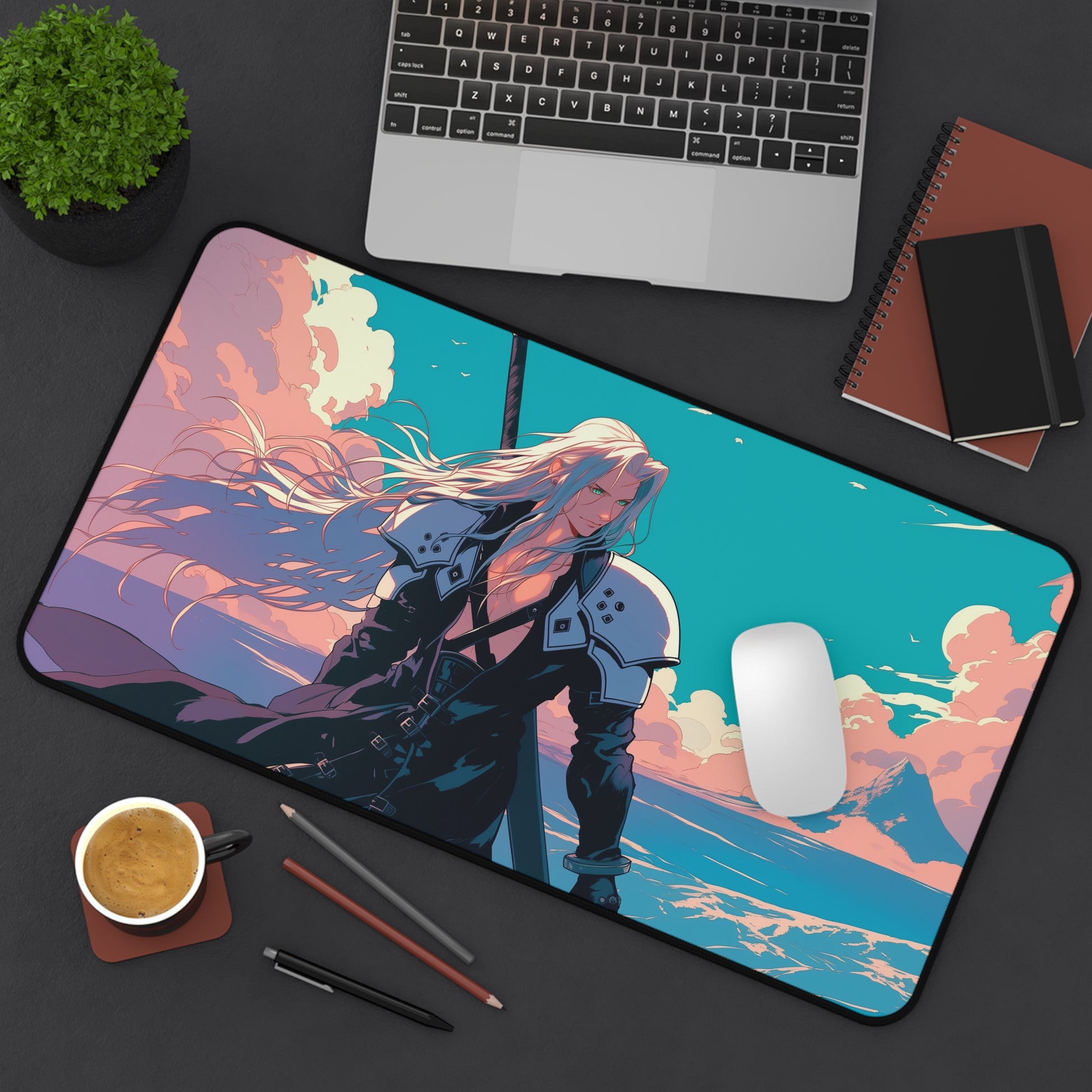 Sephiroth, Fabled SOLDIER Playmat | Final Fantasy Playmat | Iconic Fantasy Warrior Playmat with Zones Option | 24x14 | 22x12 | 32x16 Sizes