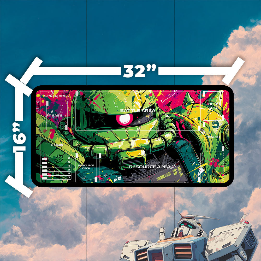 MS-06C Zaku II Playmat | Gundam TCG Playmat | Iconic Mobile Suit with Zones Option | 24x14 | 22x12 | 32x16 Sizes
