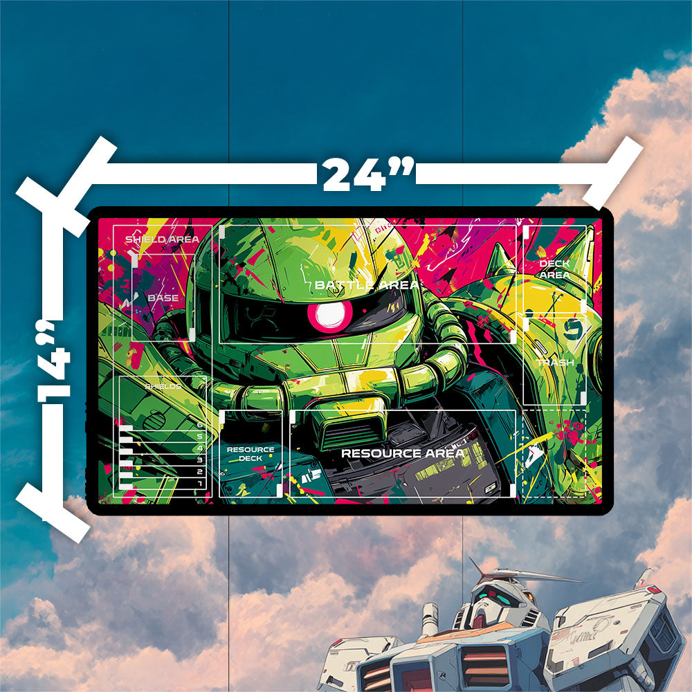 MS-06C Zaku II Playmat | Gundam TCG Playmat | Iconic Mobile Suit with Zones Option | 24x14 | 22x12 | 32x16 Sizes