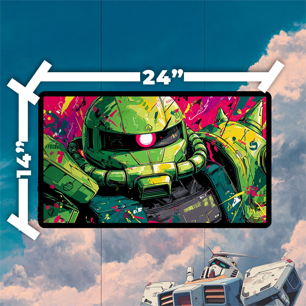 MS-06C Zaku II Playmat | Gundam TCG Playmat | Iconic Mobile Suit with Zones Option | 24x14 | 22x12 | 32x16 Sizes