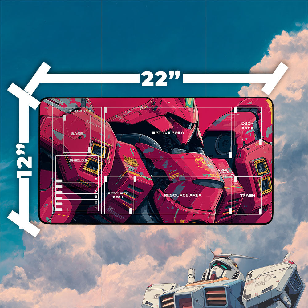 MSN-04 Sazabi Playmat | Gundam TCG Playmat | Iconic Mobile Suit with Zones Option | 24x14 | 22x12 | 32x16 Sizes