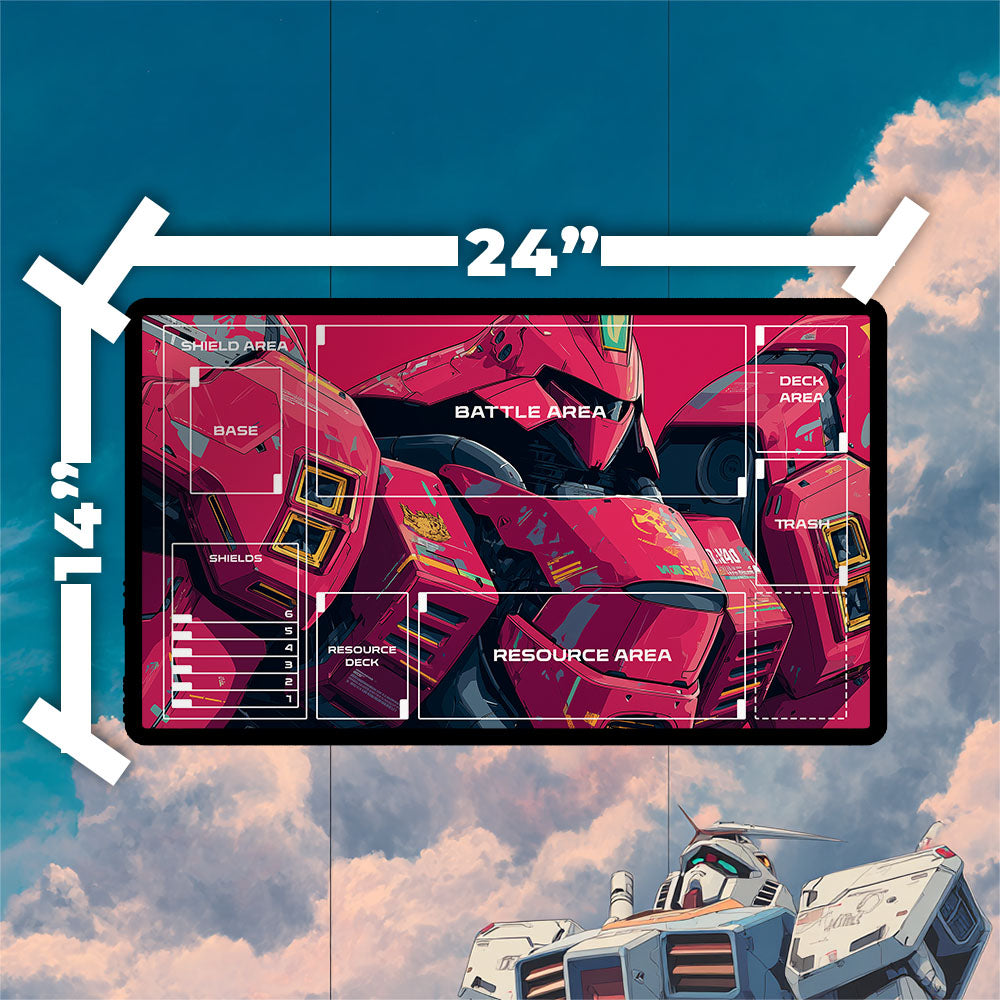 MSN-04 Sazabi Playmat | Gundam TCG Playmat | Iconic Mobile Suit with Zones Option | 24x14 | 22x12 | 32x16 Sizes