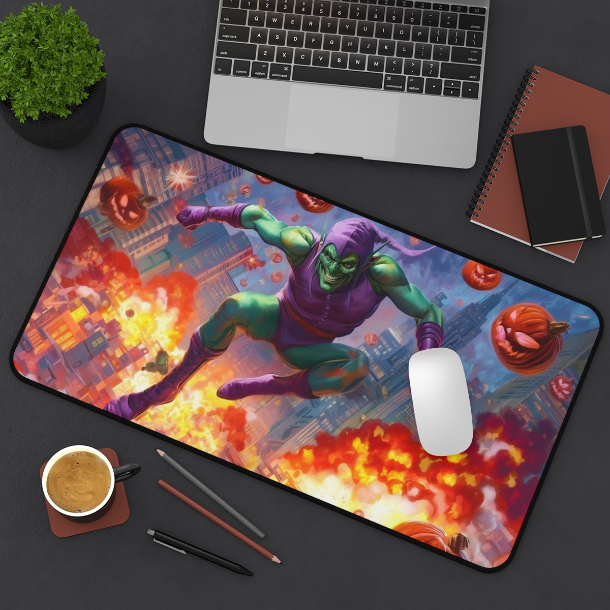 Green Goblin Playmat | Magic the Gathering Playmat | New York Mayhem Villain with Zones Option | 24x14 | 32x16