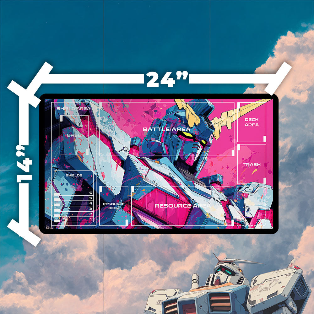 Gundam Unicorn Playmat | Gundam TCG Playmat | Iconic Mobile Suit with Zones Option | 24x14 | 22x12 | 32x16 Sizes