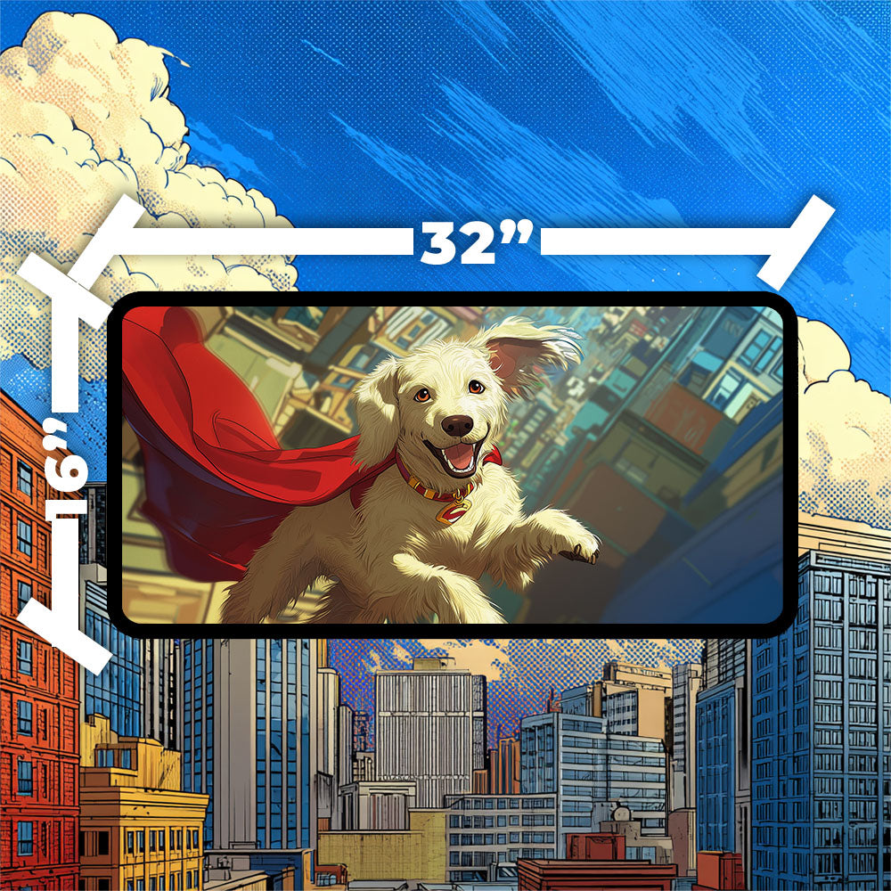 Krypto Playmat | TCG Playmat | Cute Superdog No Zones Option | 24x14 | 22x12 | 32x16 Sizes