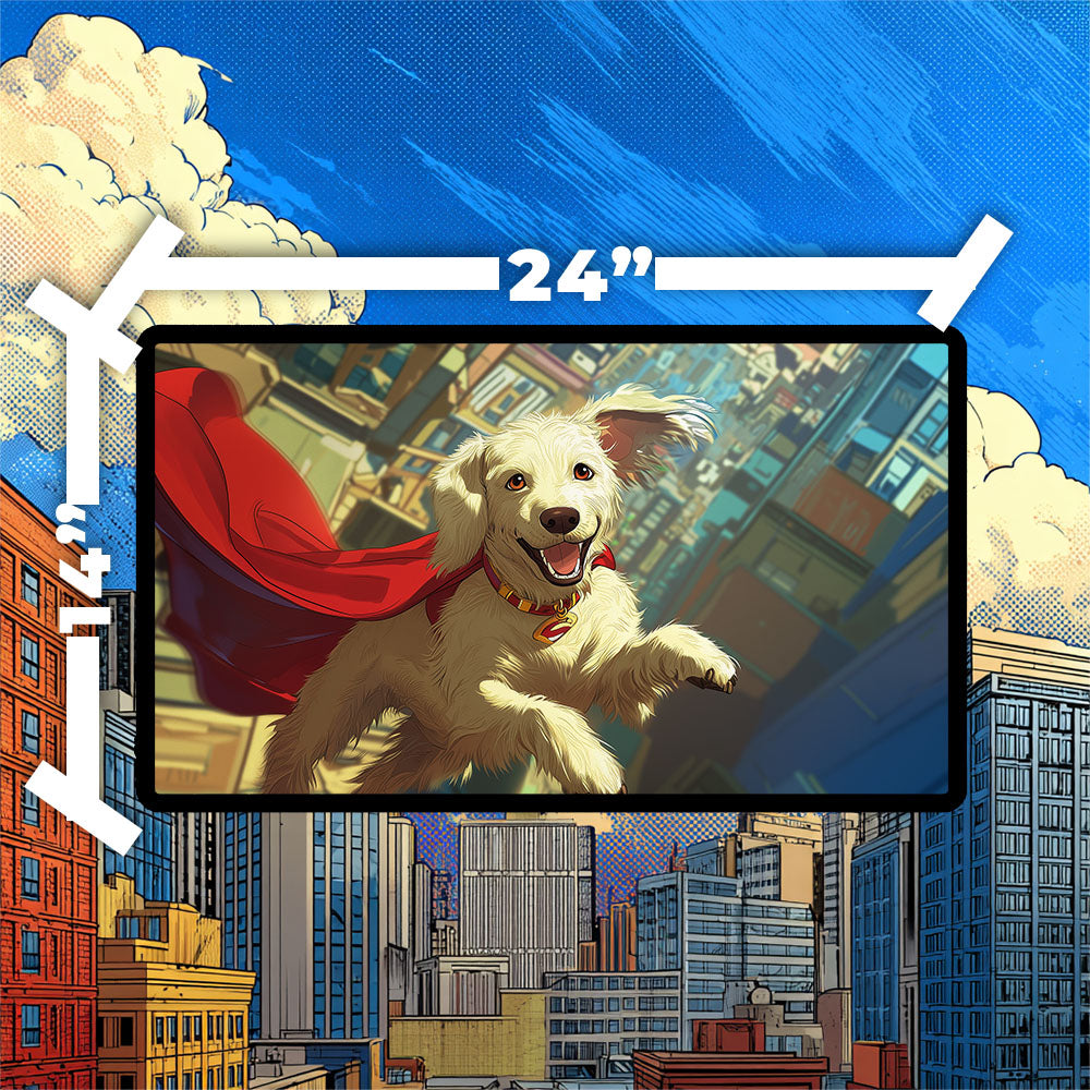 Krypto Playmat | TCG Playmat | Cute Superdog No Zones Option | 24x14 | 22x12 | 32x16 Sizes