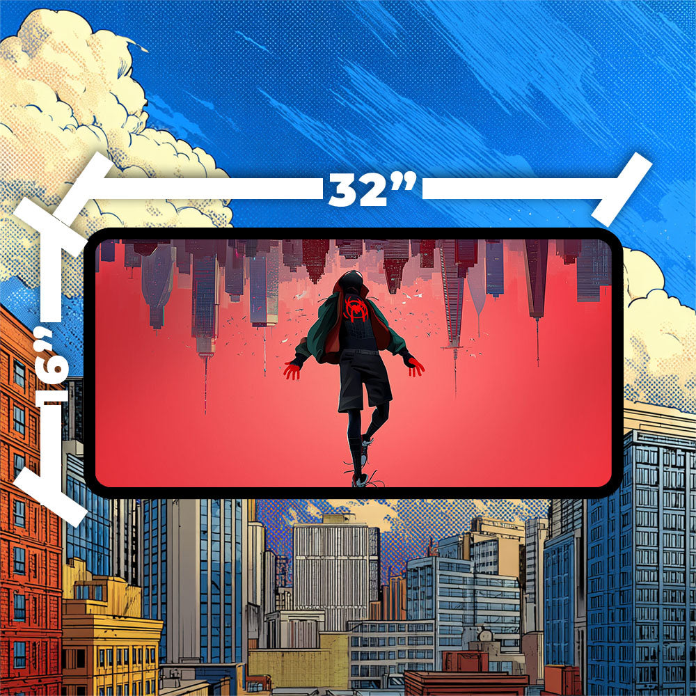 Miles Morales Playmat | Magic the Gathering Playmat | Spider-Verse Fall with Zones Option | 24x14 | 32x16