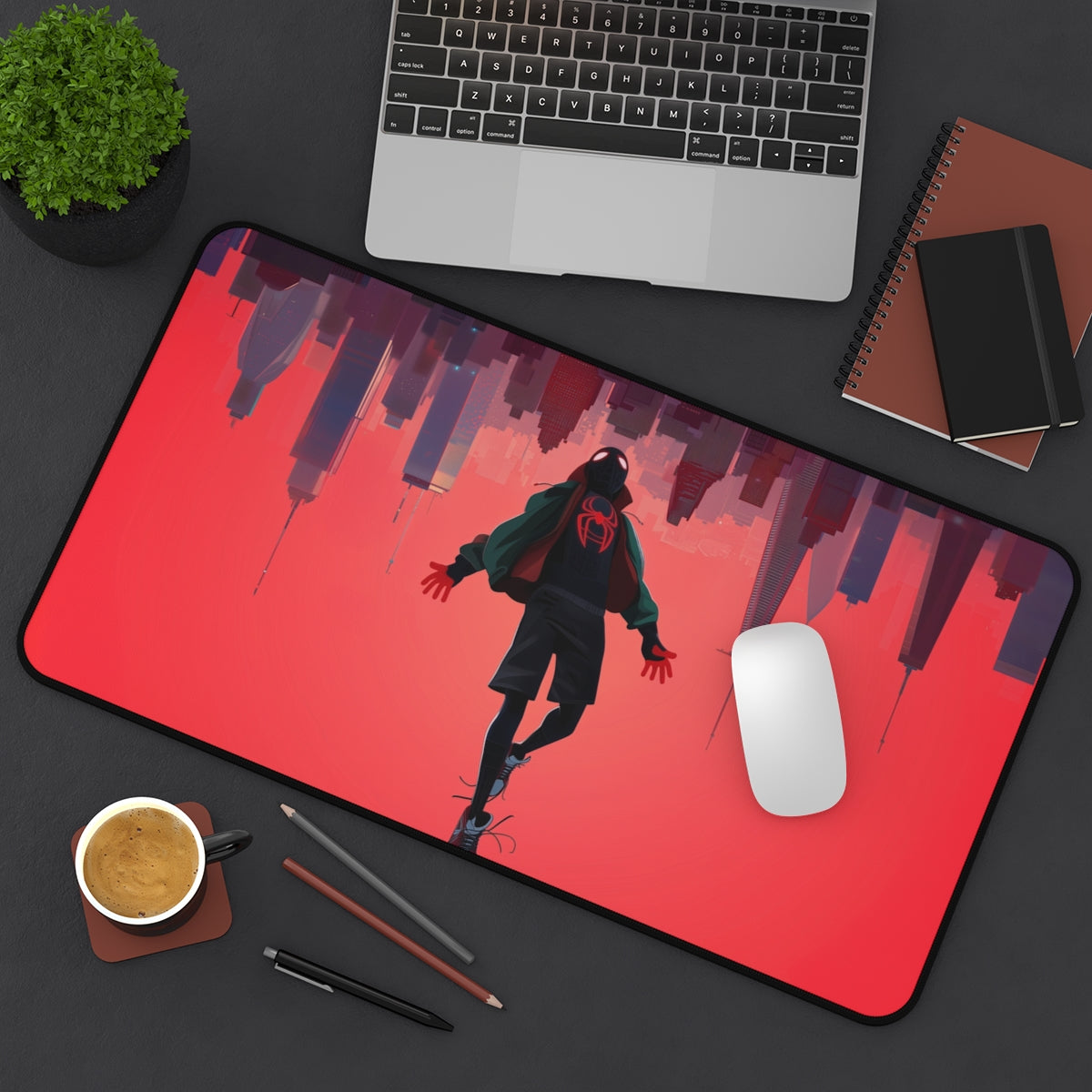 Miles Morales Playmat | Magic the Gathering Playmat | Spider-Verse Fall with Zones Option | 24x14 | 32x16