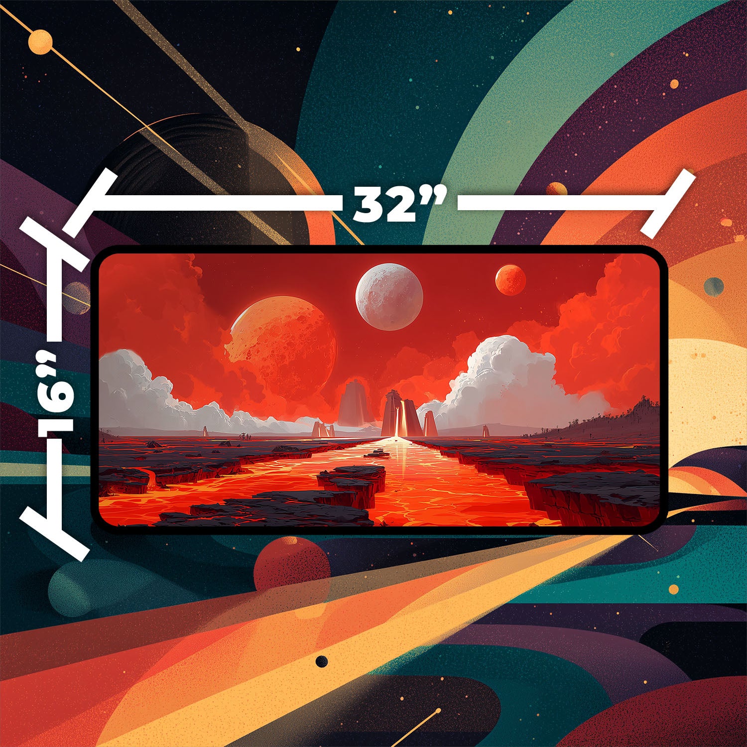 Sacred Foundry Playmat | Magic the Gathering Playmat | Stellar Sights Playmat with Zones Option | 24x14 | 22x12 | 32x16 Sizes