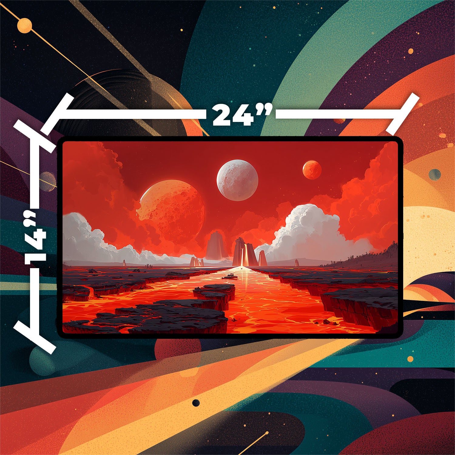 Sacred Foundry Playmat | Magic the Gathering Playmat | Stellar Sights Playmat with Zones Option | 24x14 | 22x12 | 32x16 Sizes