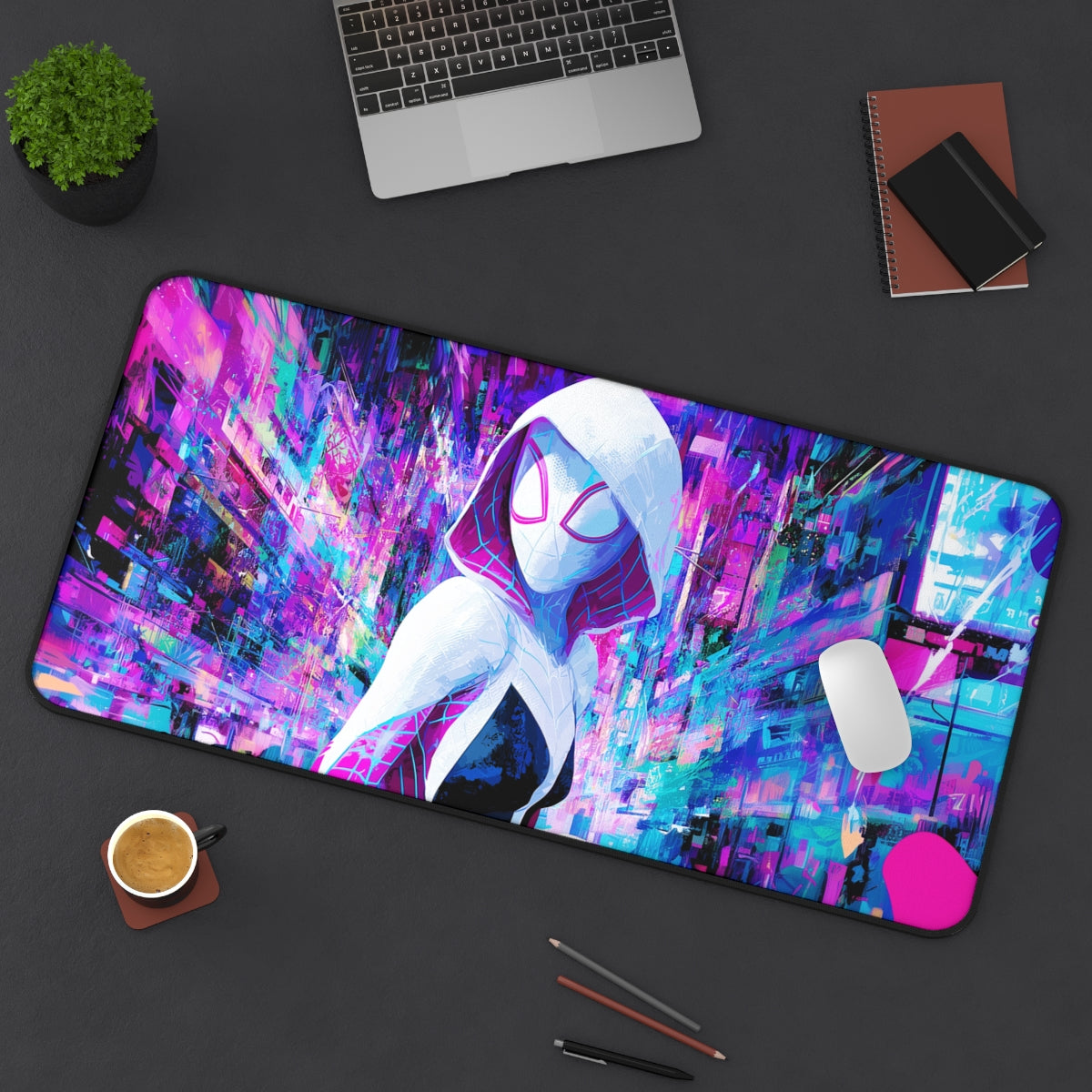 Spider-Gwen Playmat | Magic the Gathering Playmat | Trippy Multiverse Spiderverse TCG Mat With Zones Option | 24x14 | 32x16 Sizes