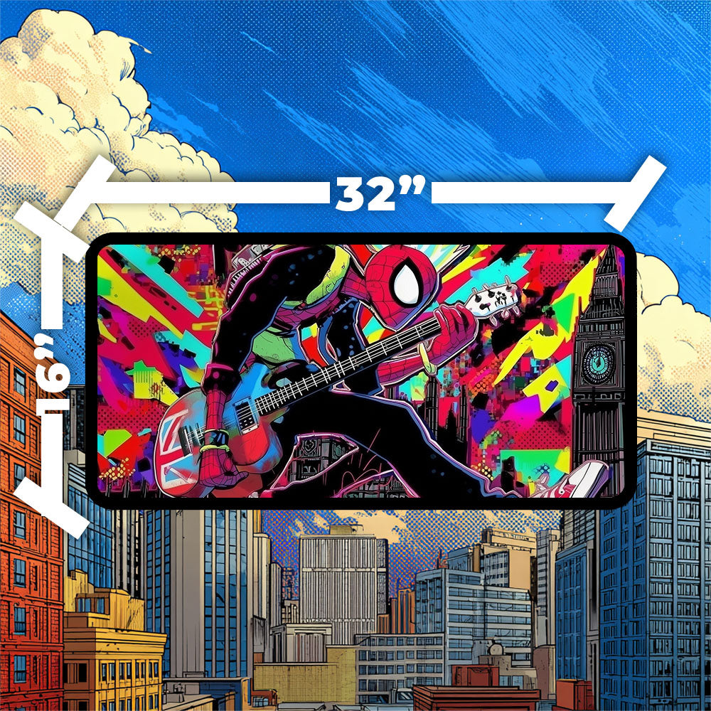 Spider-Punk Playmat | Magic the Gathering Playmat | British Punk Rock Spider Hero with Zones Option | 24x14 | 32x16
