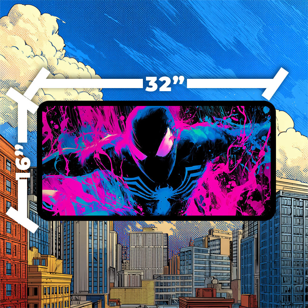 Symbiote Spider-Man Playmat | Magic the Gathering Playmat | Chaotic Comic Book TCG Mat With Zones Option | 24x14 | 32x16 Sizes