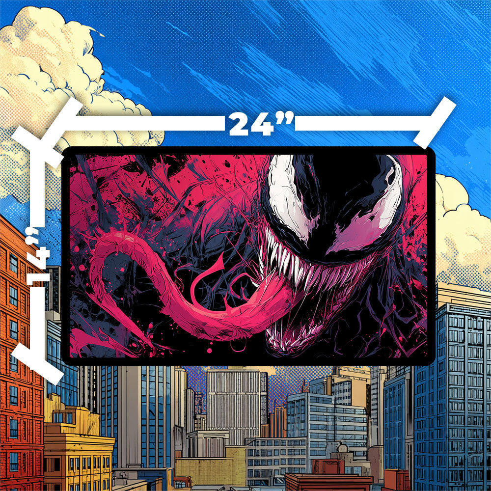 Venom Playmat | Magic the Gathering Playmat | Chaotic Comic Book TCG Mat With Zones Option | 24x14 | 32x16 Sizes