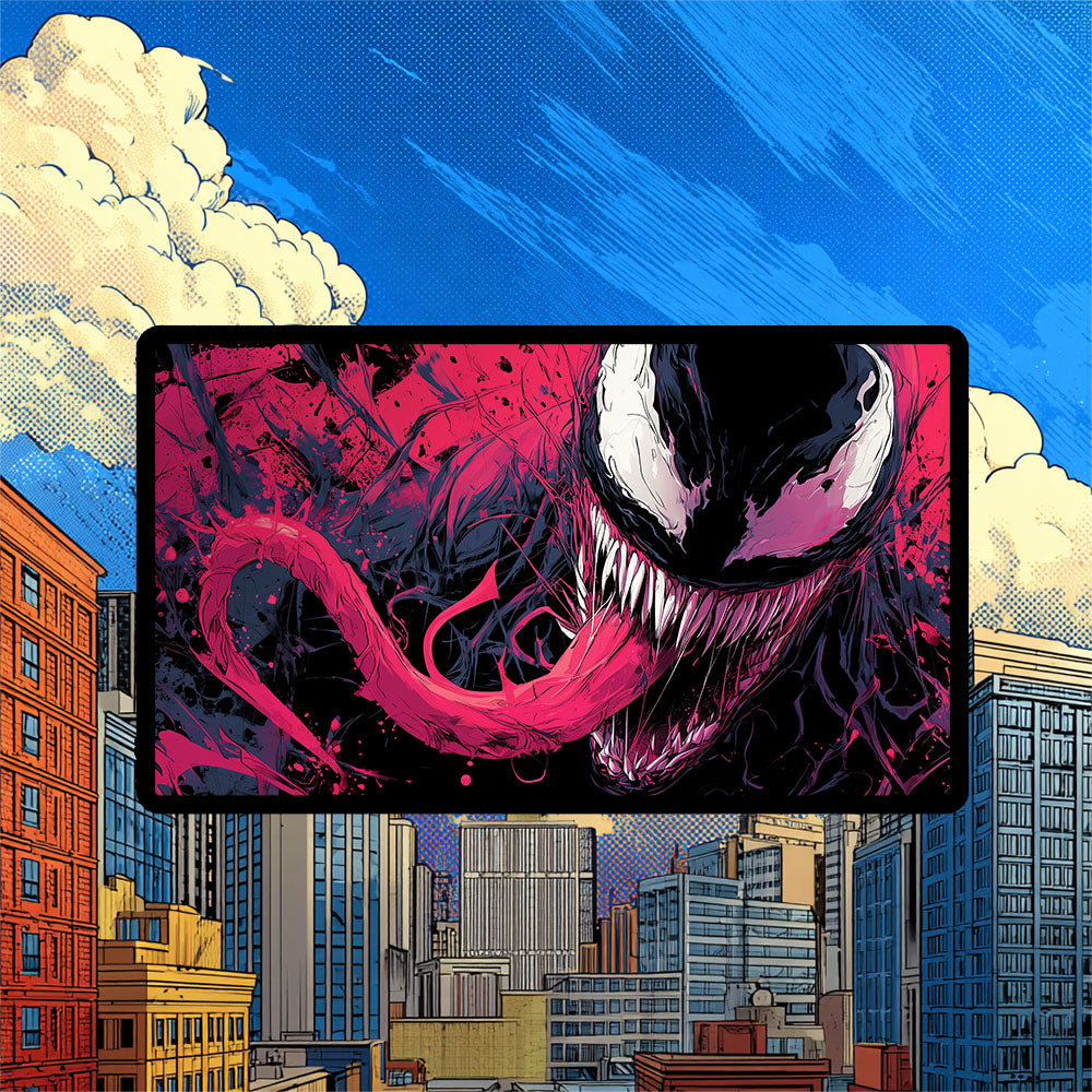 Venom Playmat | Magic the Gathering Playmat | Chaotic Comic Book TCG Mat With Zones Option | 24x14 | 32x16 Sizes