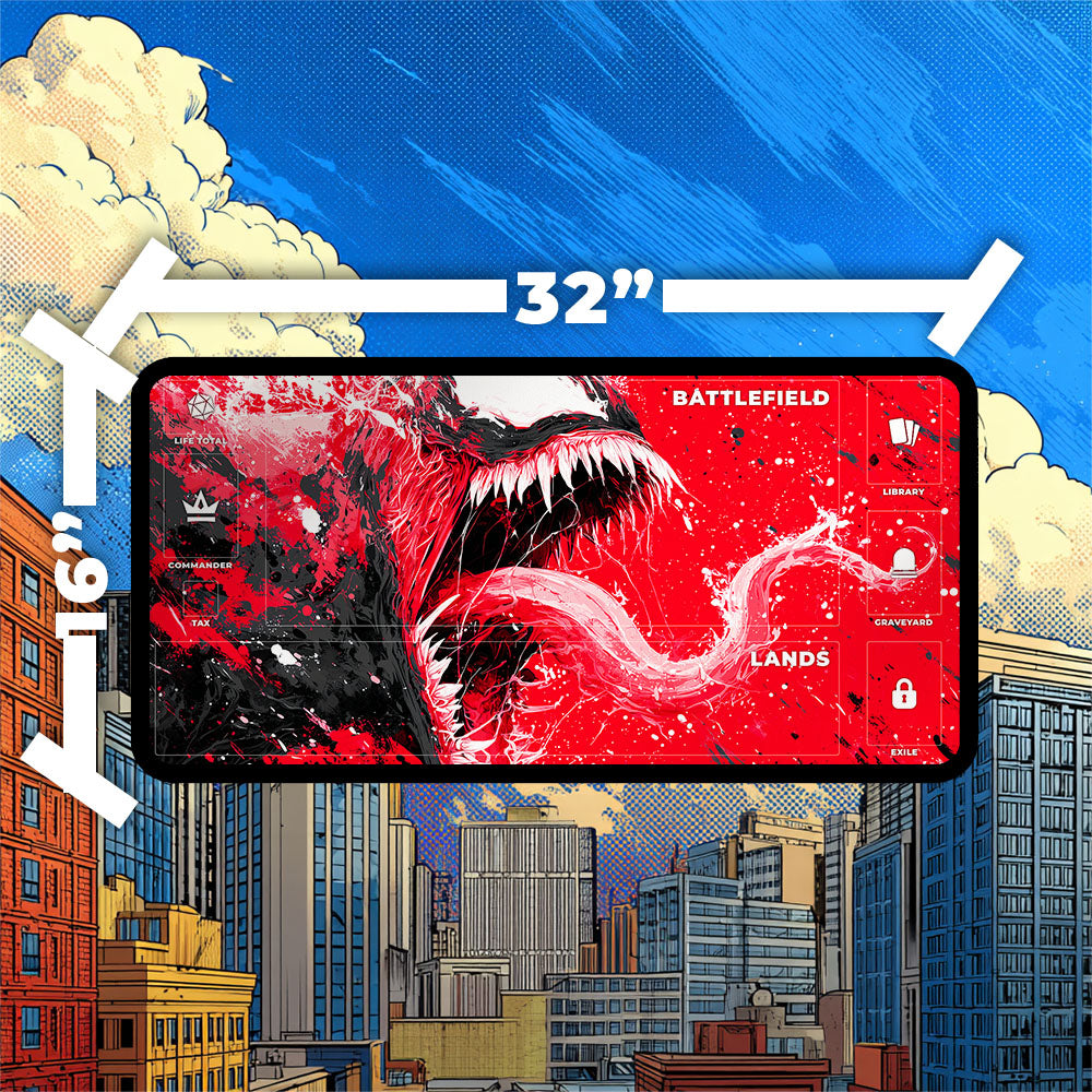 Venom V2 Playmat | Magic the Gathering Playmat | Screaming Venom TCG Mat With Zones Option | 24x14 | 32x16 Sizes