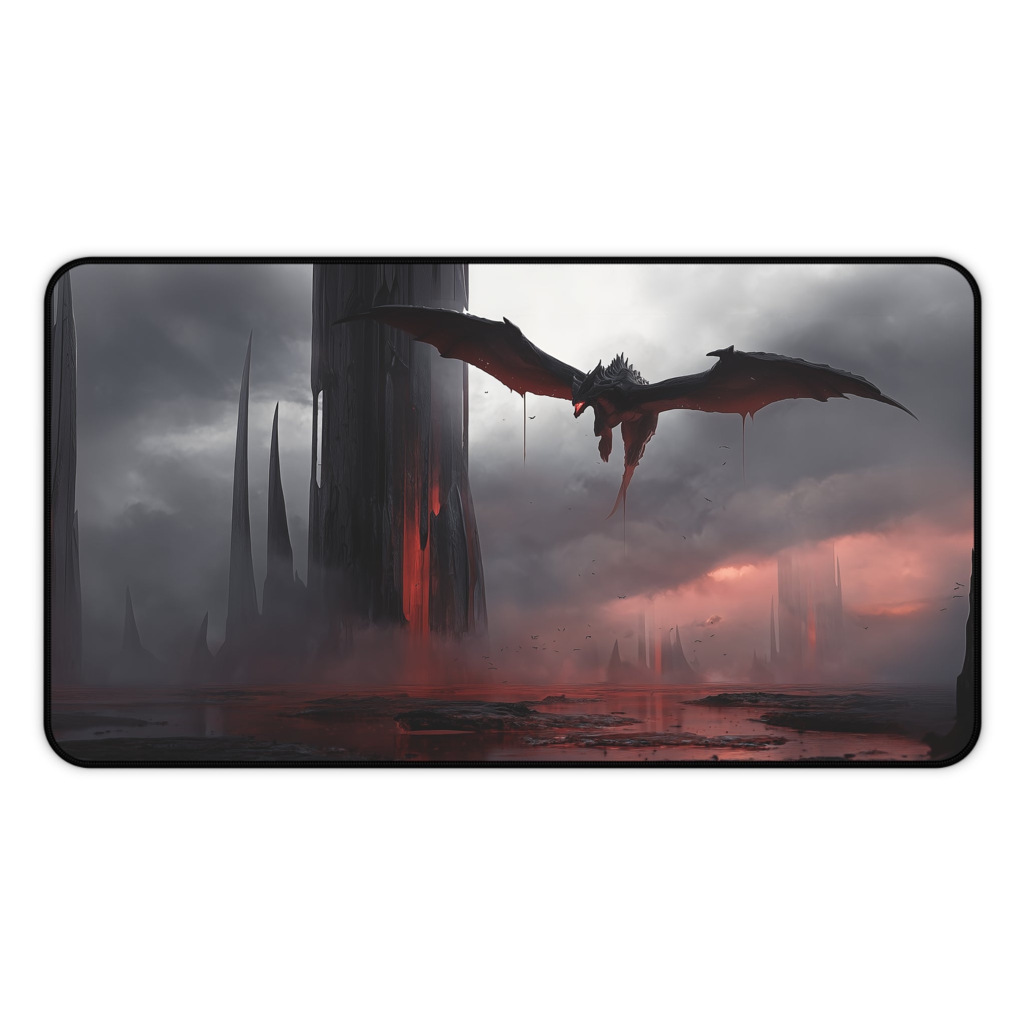 Bloodstained Mire Playmat | Magic the Gathering Playmat | Dragon Fetch Land MTG Playmat with Zones Option | 24x14 | 32x16