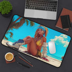 Rikku Beach Vibes Playmat | Final Fantasy Playmat | Pin-Up Beach Playmat with Zones Option | 24x14 | 22x12 | 32x16 Sizes