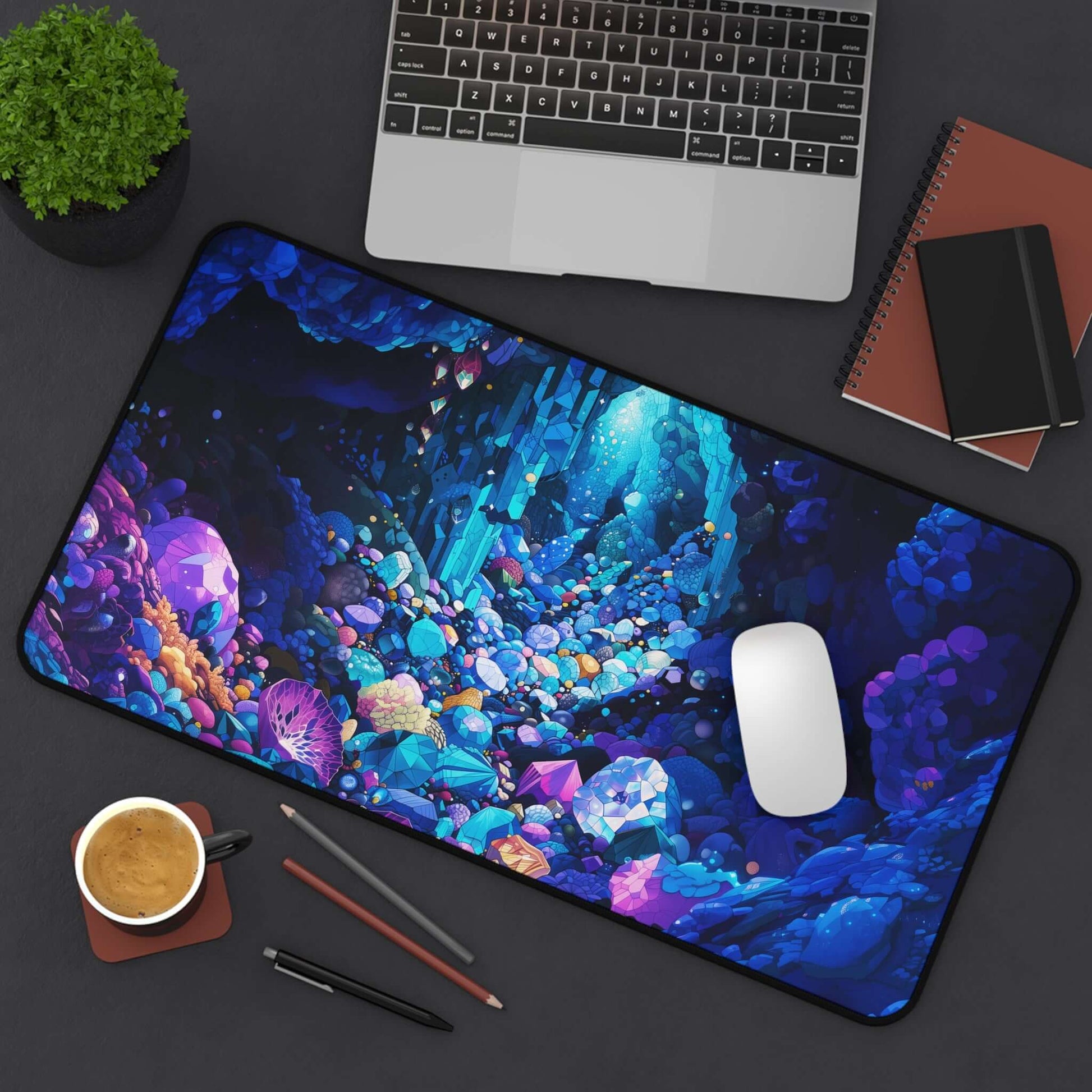 Gemstone Caverns Playmat | Magic the Gathering Playmat | Vibrant MTG Playmat with Zones Option | 24x14 | 22x12 | 32x16 Sizes