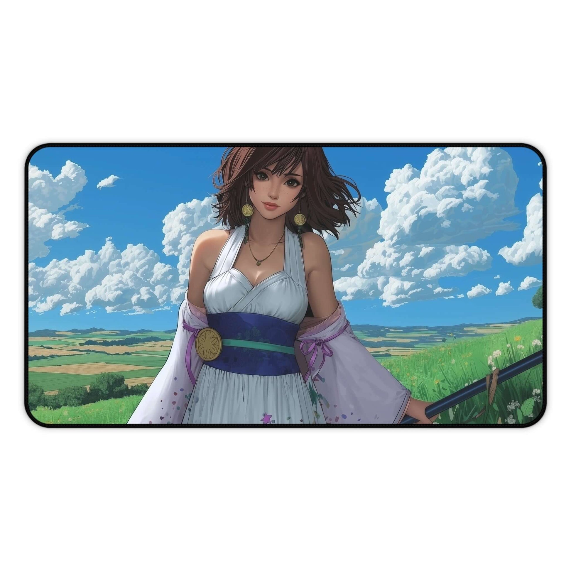 Yuna Grand Summoner Playmat | Final Fantasy Playmat | Iconic Summoner Playmat with Zones Option | 24x14 | 22x12 | 32x16 Sizes