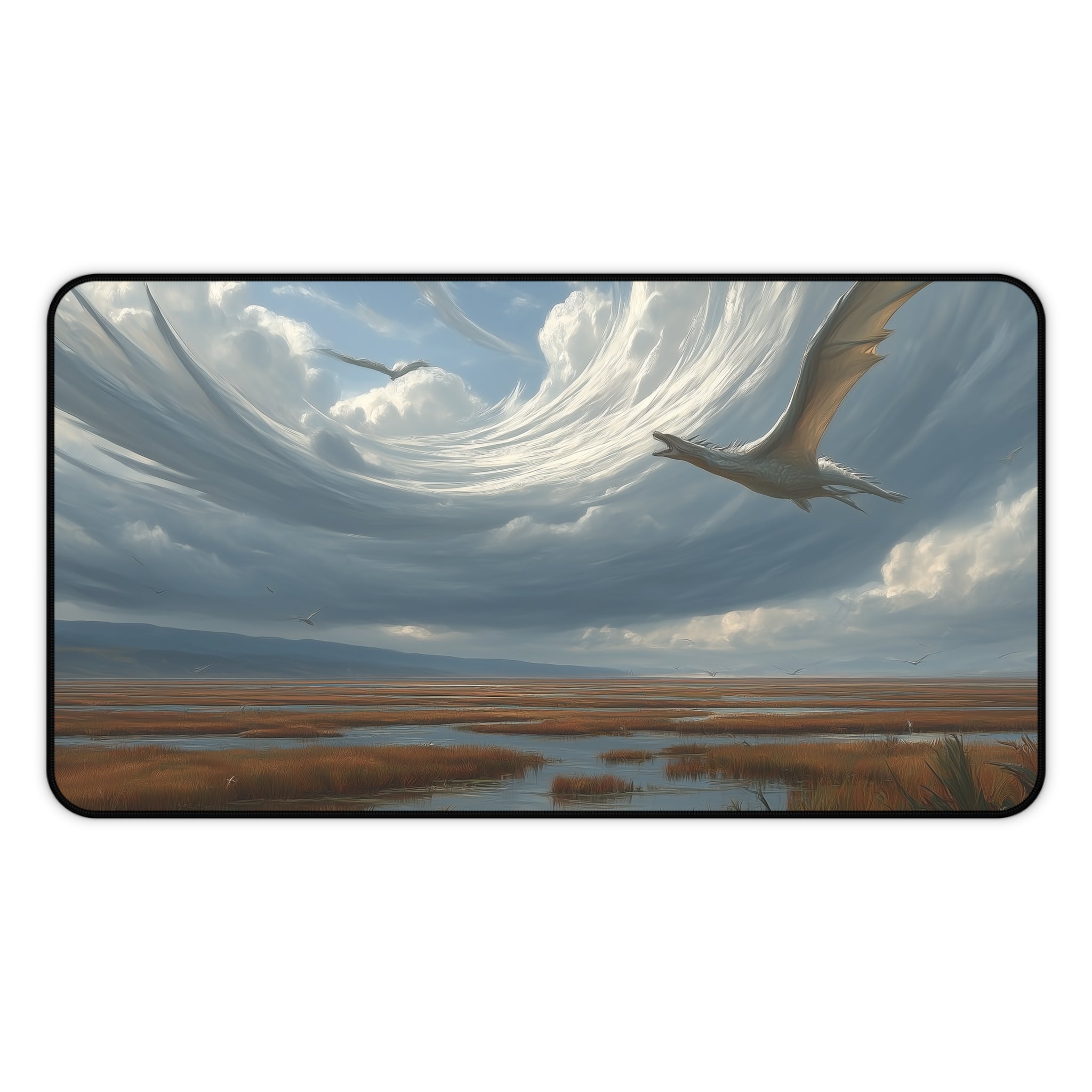 Marsh Flats Playmat | Magic the Gathering Playmat | Dragon Fetch Land MTG Playmat with Zones Option | 24x14 | 32x16