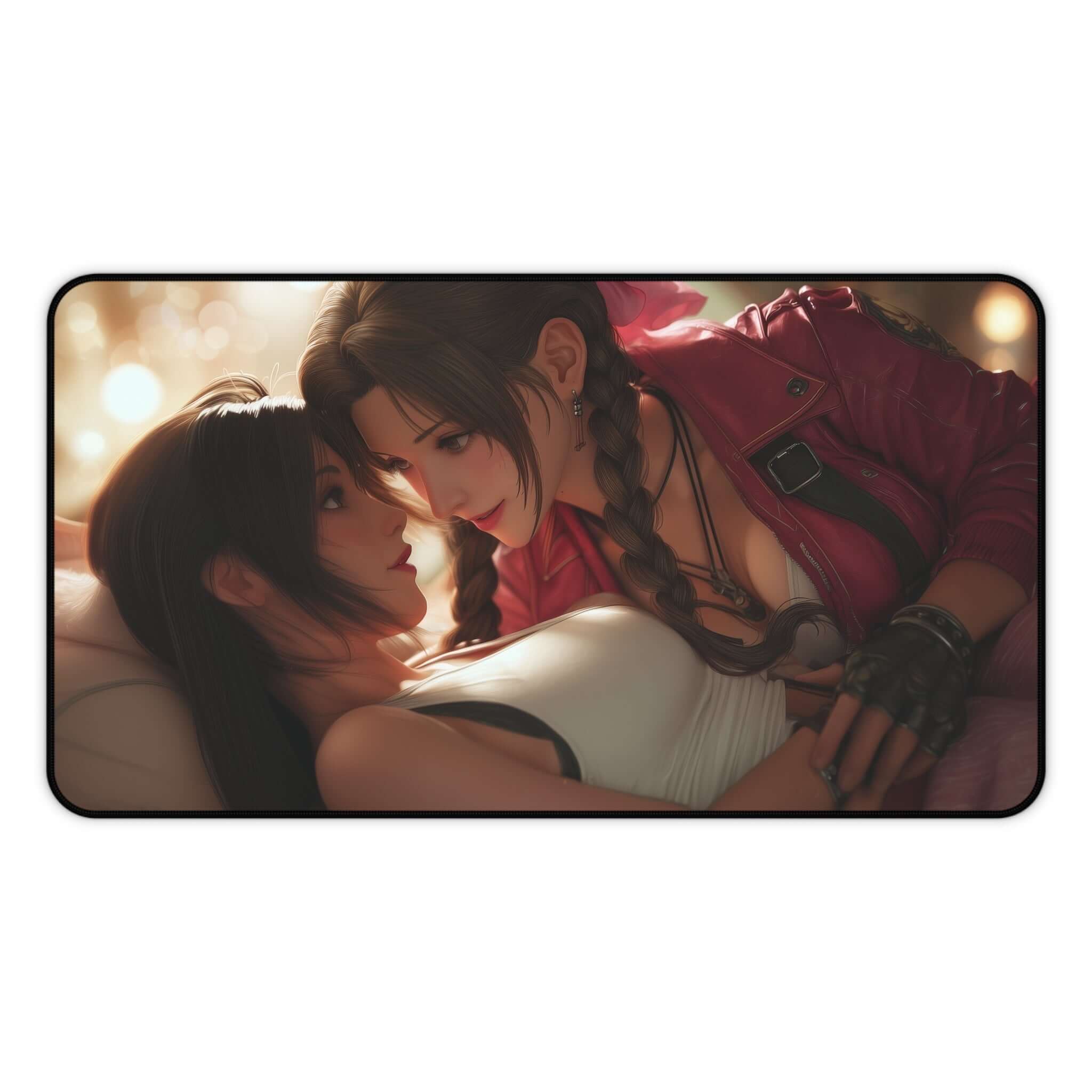 Tifa & Aerith Pride Playmat | Final Fantasy Playmat | Homage to Iconic Banned Romance Playmat with Zones Option | 24x14 | 22x12 | 32x16 Sizes