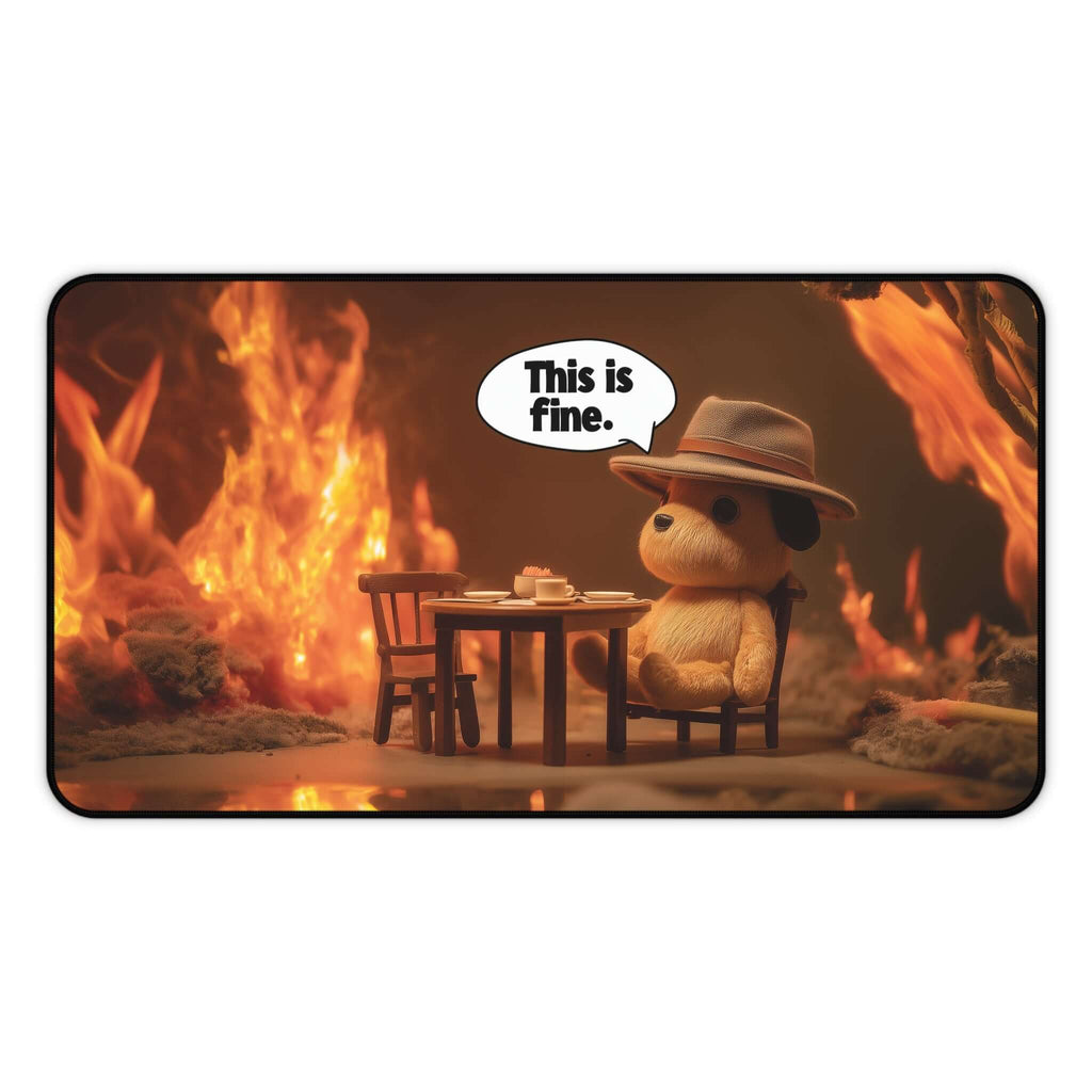 This Is Fine Playmat | Magic the Gathering Playmat | Meme-Inspired Funny Playmat with Zones Option | 24x14 | 22x12 | 32x16 Sizes