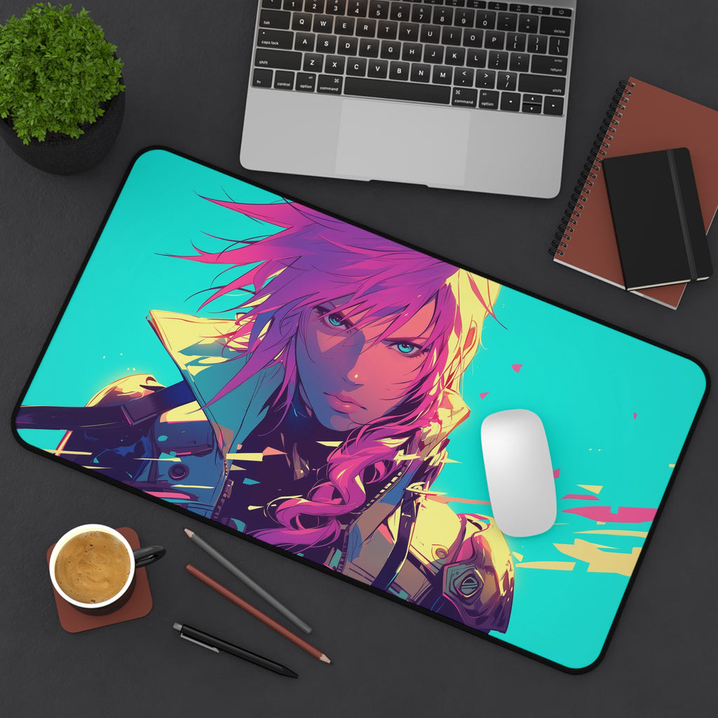 Lightning, Army of One Playmat | Final Fantasy Playmat | Iconic Fantasy Warrior Playmat with Zones Option | 24x14 | 22x12 | 32x16 Sizes