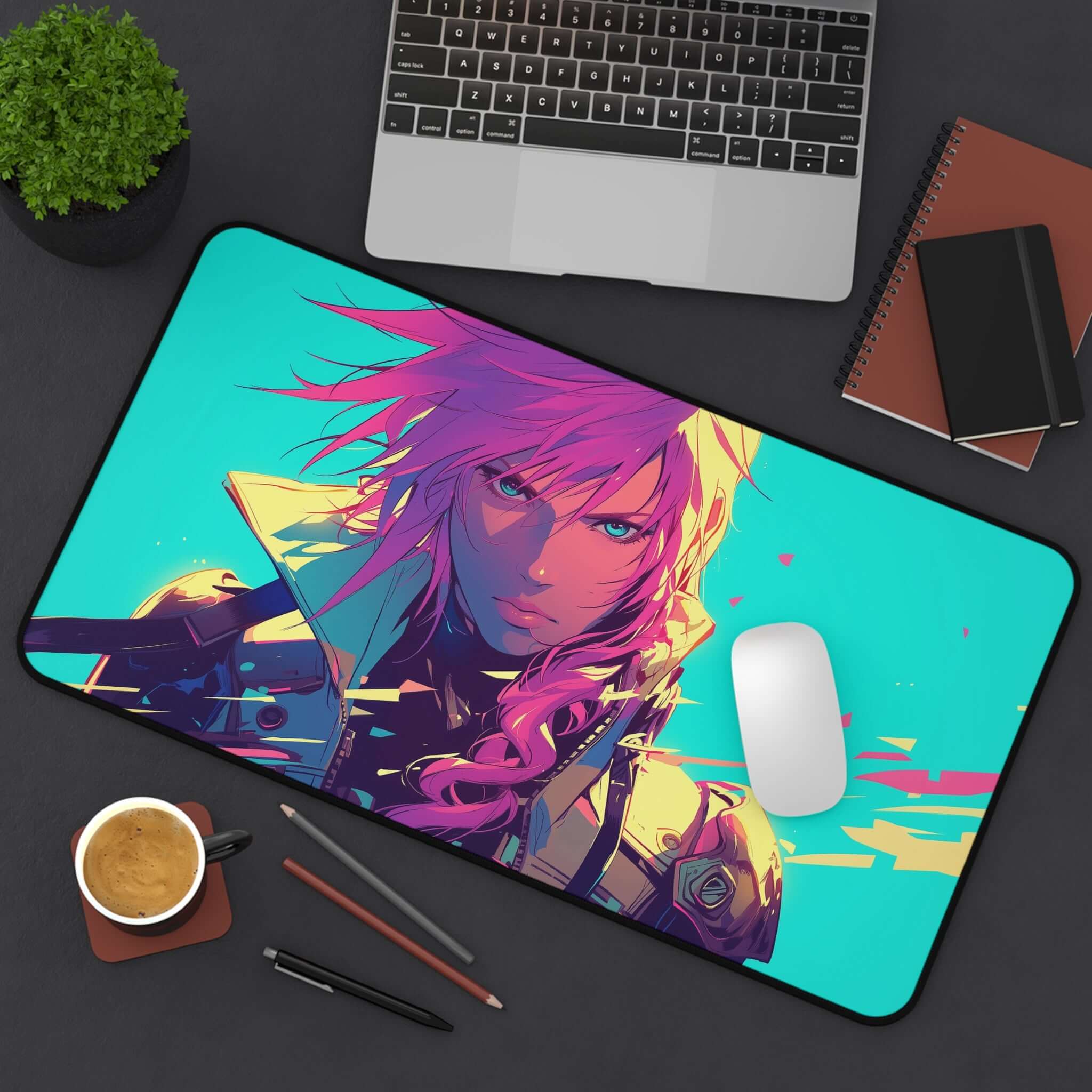 Lightning, Army of One Playmat | Final Fantasy Playmat | Iconic Fantasy Warrior Playmat with Zones Option | 24x14 | 22x12 | 32x16 Sizes