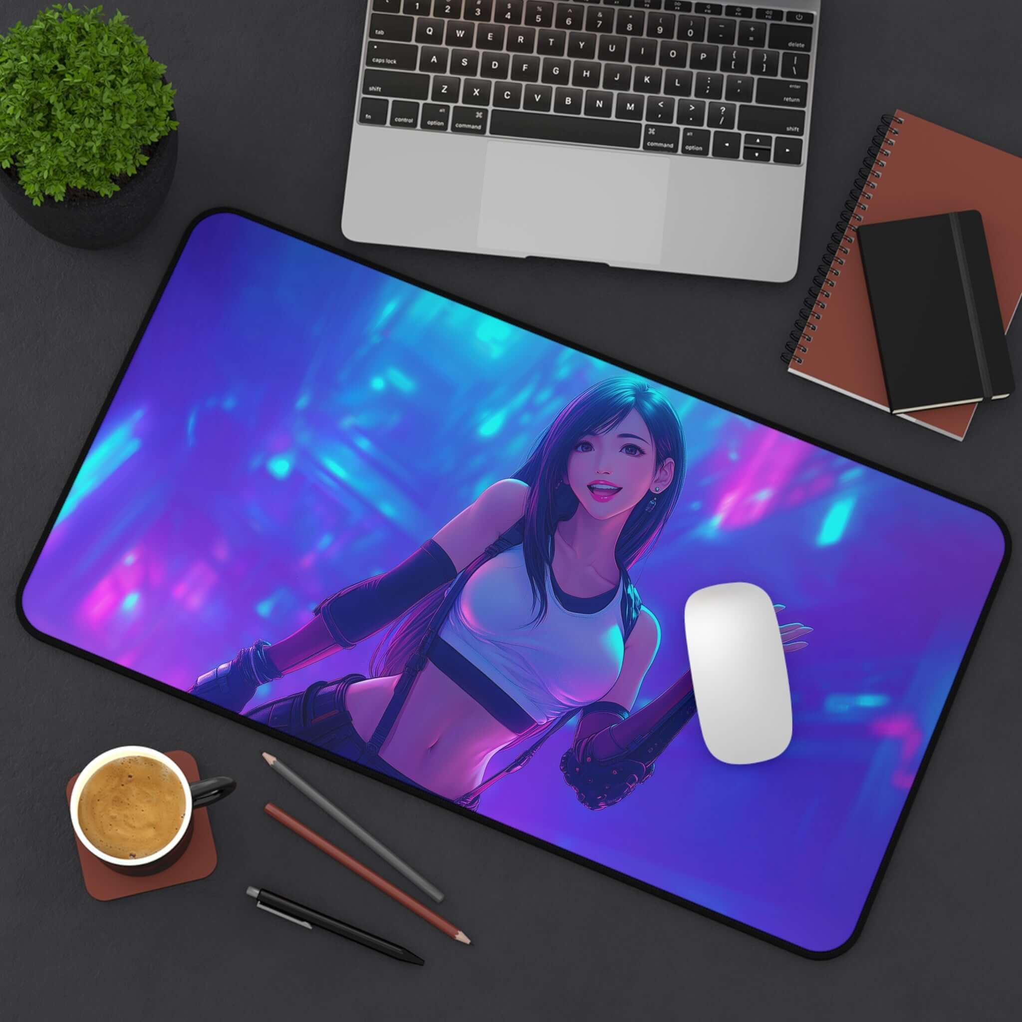 Tifa Lockhart Playmat | Final Fantasy Playmat | Iconic Fantasy Heroine Playmat with Zones Option | 24x14 | 22x12 | 32x16 Sizes