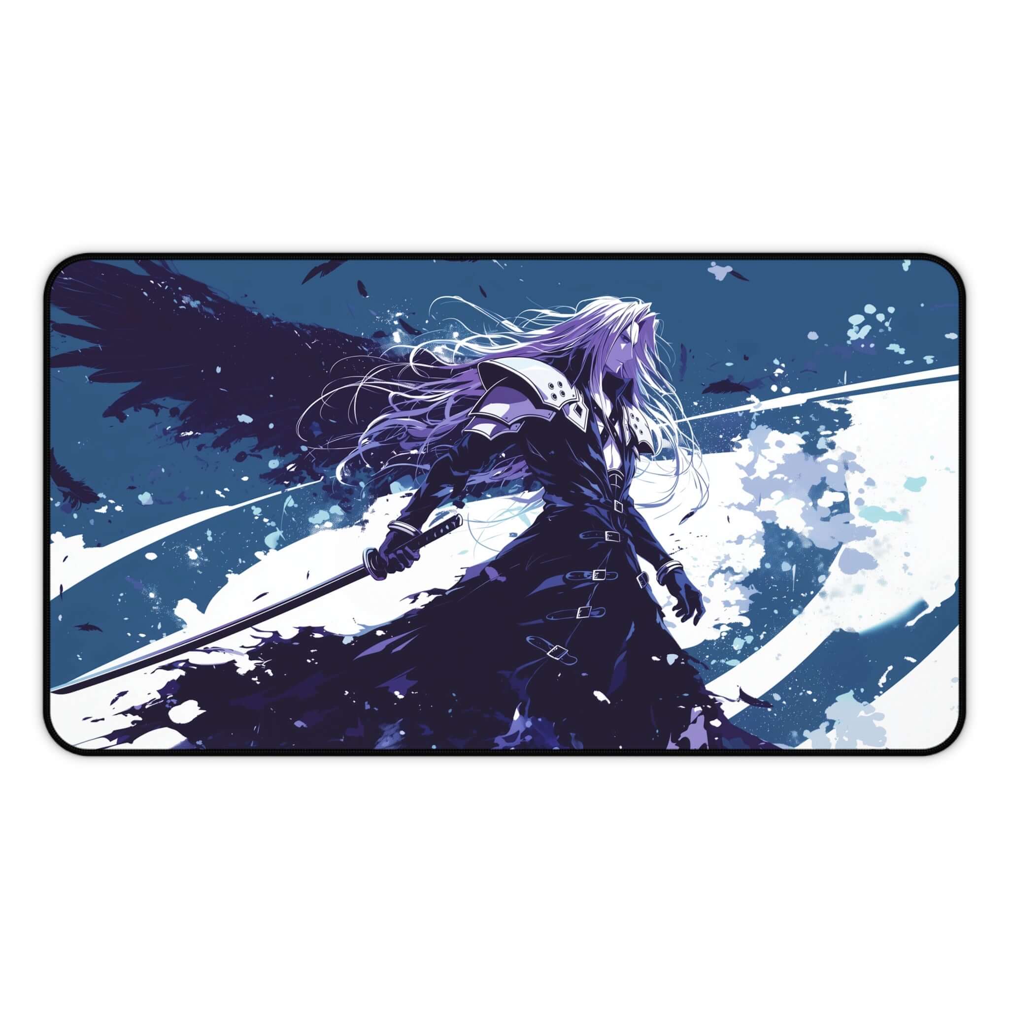 Sephiroth, Fallen Hero Playmat | Final Fantasy Playmat | Iconic Fantasy Villain Playmat with Zones Option | 24x14 | 22x12 | 32x16 Sizes