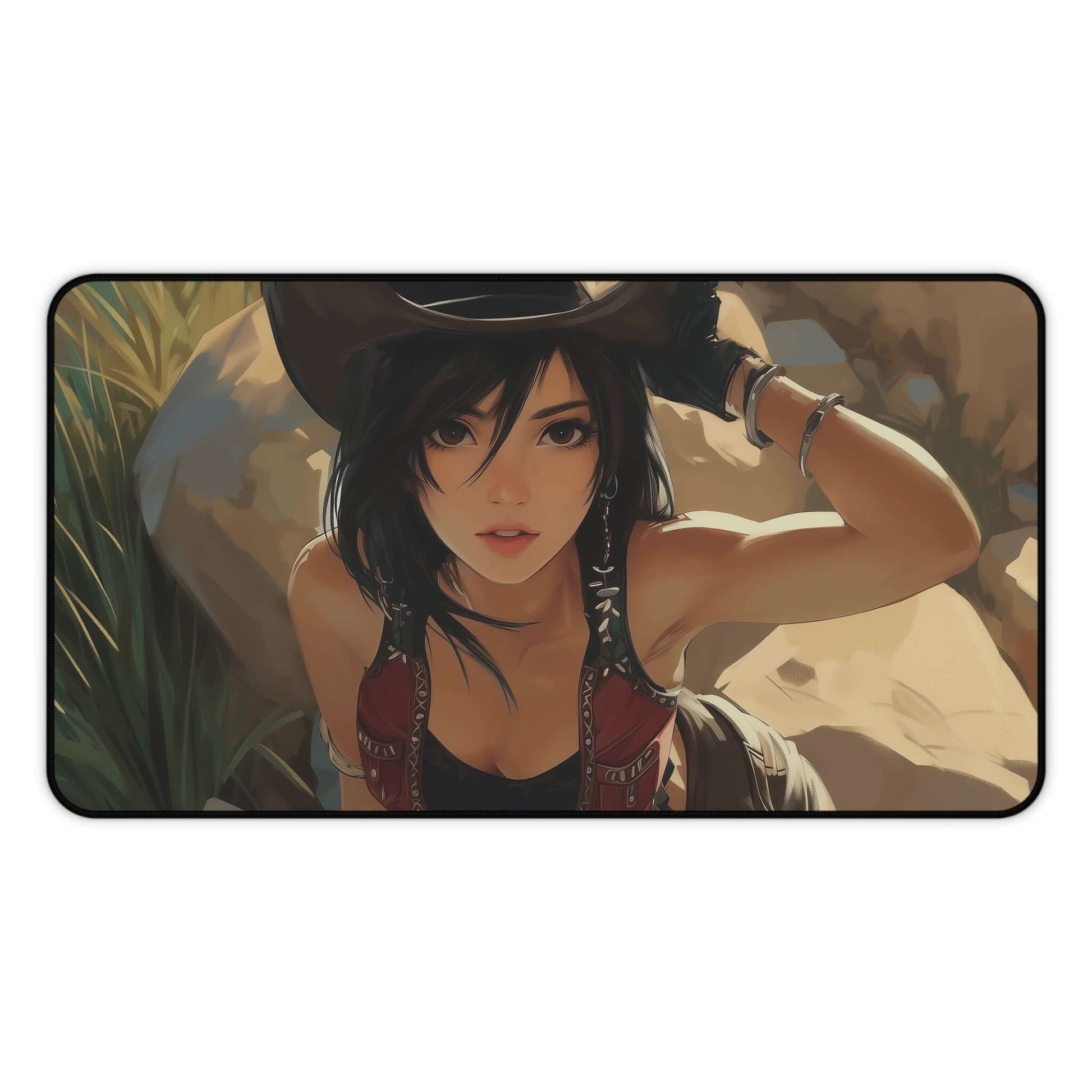 Tifa Lockhart Cowboy Playmat | Final Fantasy Playmat | Iconic Fantasy Heroine Playmat with Zones Option | 24x14 | 22x12 | 32x16 Sizes