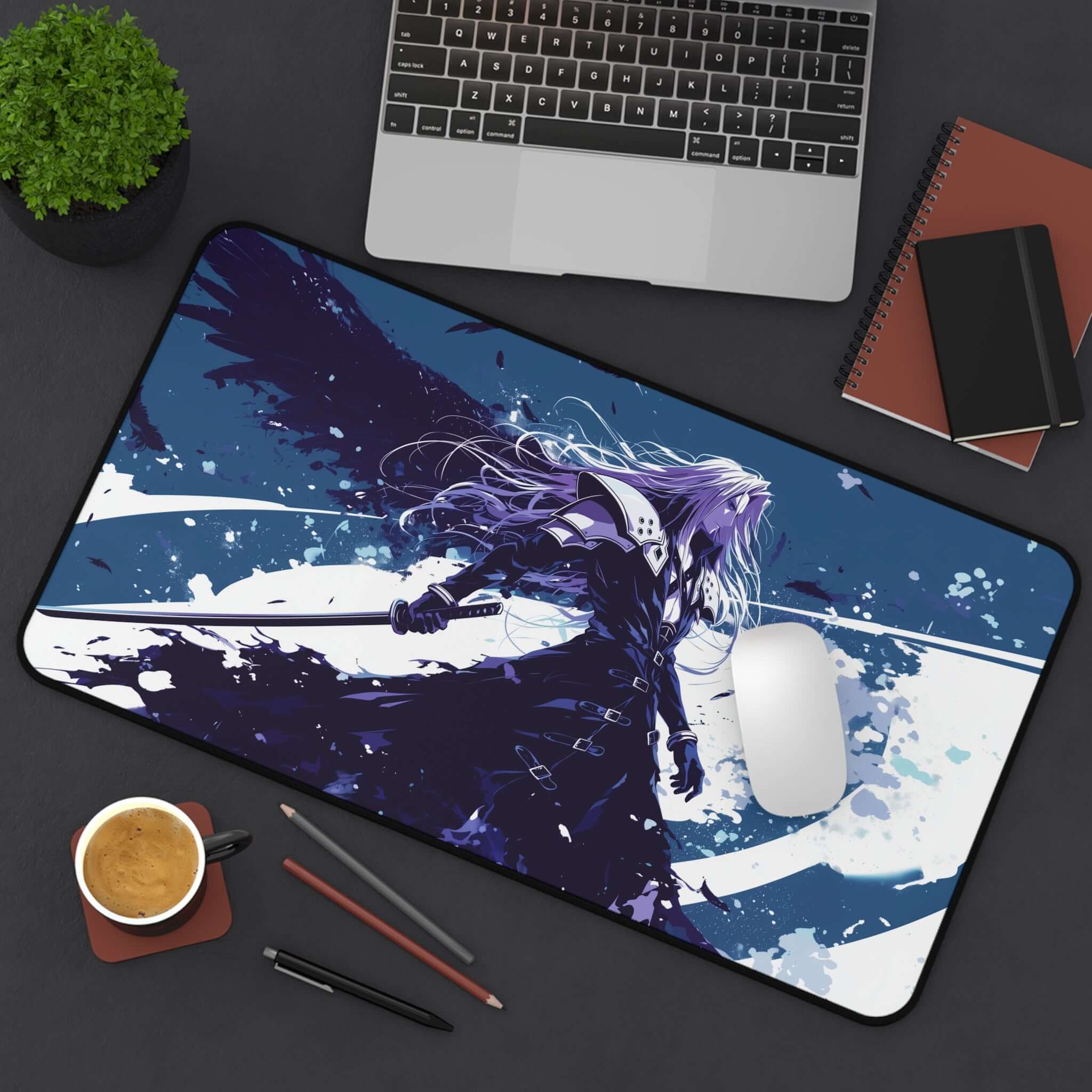 Sephiroth, Fallen Hero Playmat | Final Fantasy Playmat | Iconic Fantasy Villain Playmat with Zones Option | 24x14 | 22x12 | 32x16 Sizes