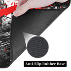 Close-up of the anti-slip rubber base of the Leonardo TMNT borderless playmat, showcasing its textured grip for stability.