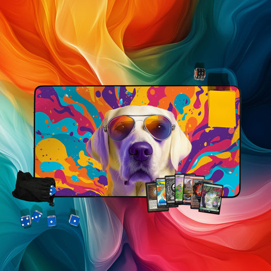 Labrador Aviator Dog Playmat | Laid-Back Pup with Sunglasses | TCG Mat for Dog Lovers and Pet Fans