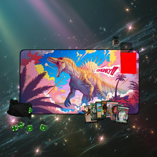 Chunky Etali | Neon Dinosaur Playmat | Bold Anime-Style TCG Mat