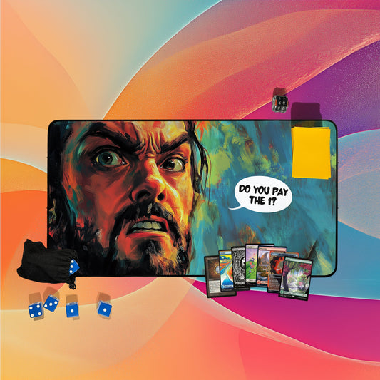 Angry Tithe Collector Playmat | Renaissance Art-Inspired TCG Playmat | Trading Card Game Mat