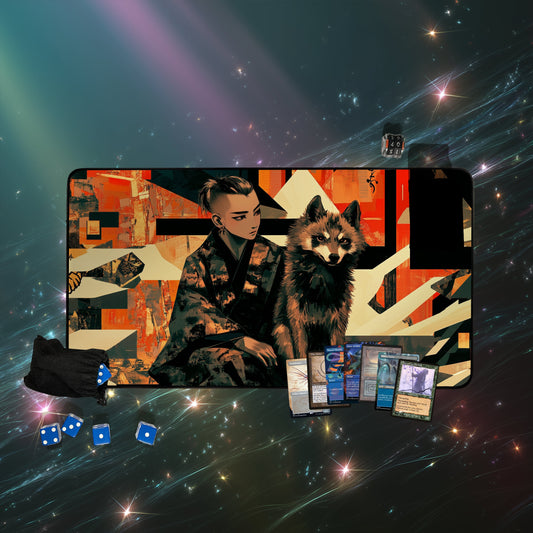 Kaito Shizuki | Urban Ninja with Tanuki Companion | Stylish TCG Gaming Mat