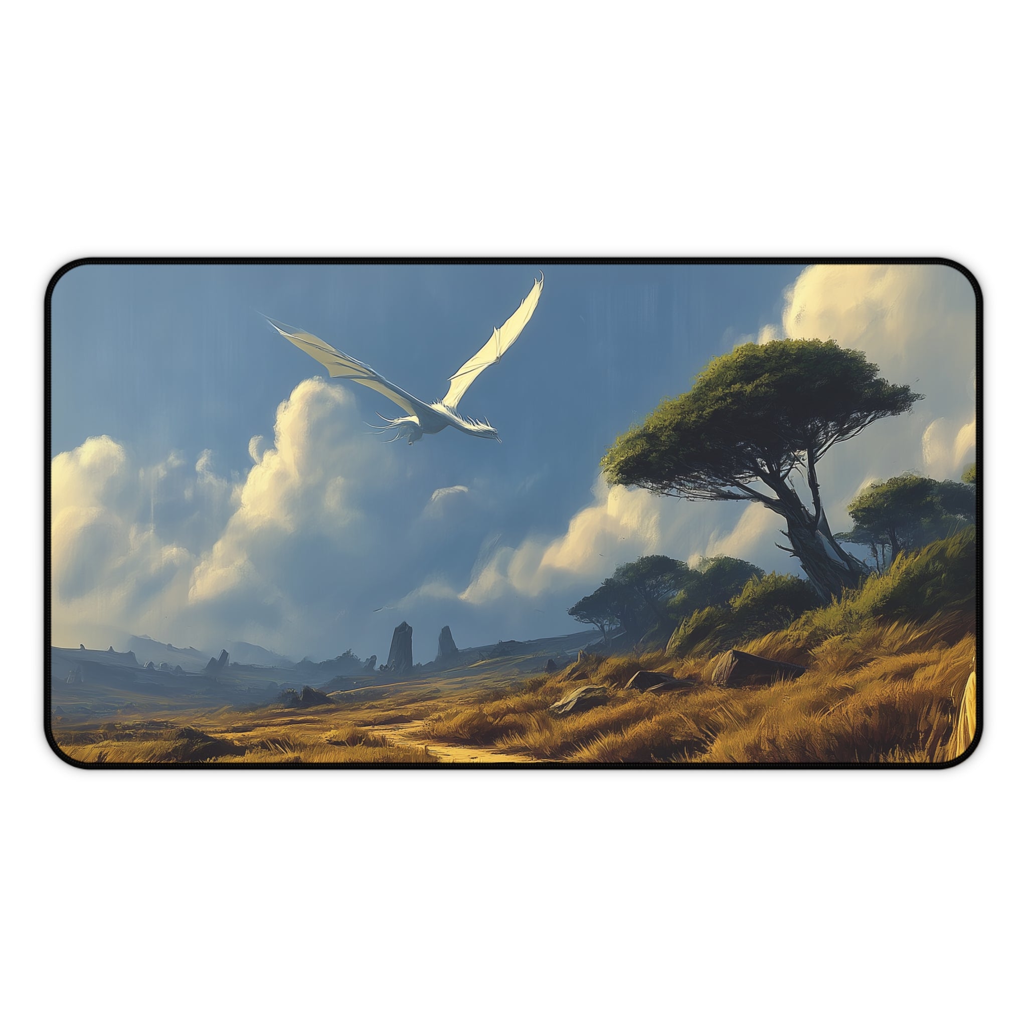 Windswept Heath Playmat | Magic the Gathering Playmat | Dragon Fetch Land MTG Playmat with Zones Option | 24x14 | 32x16