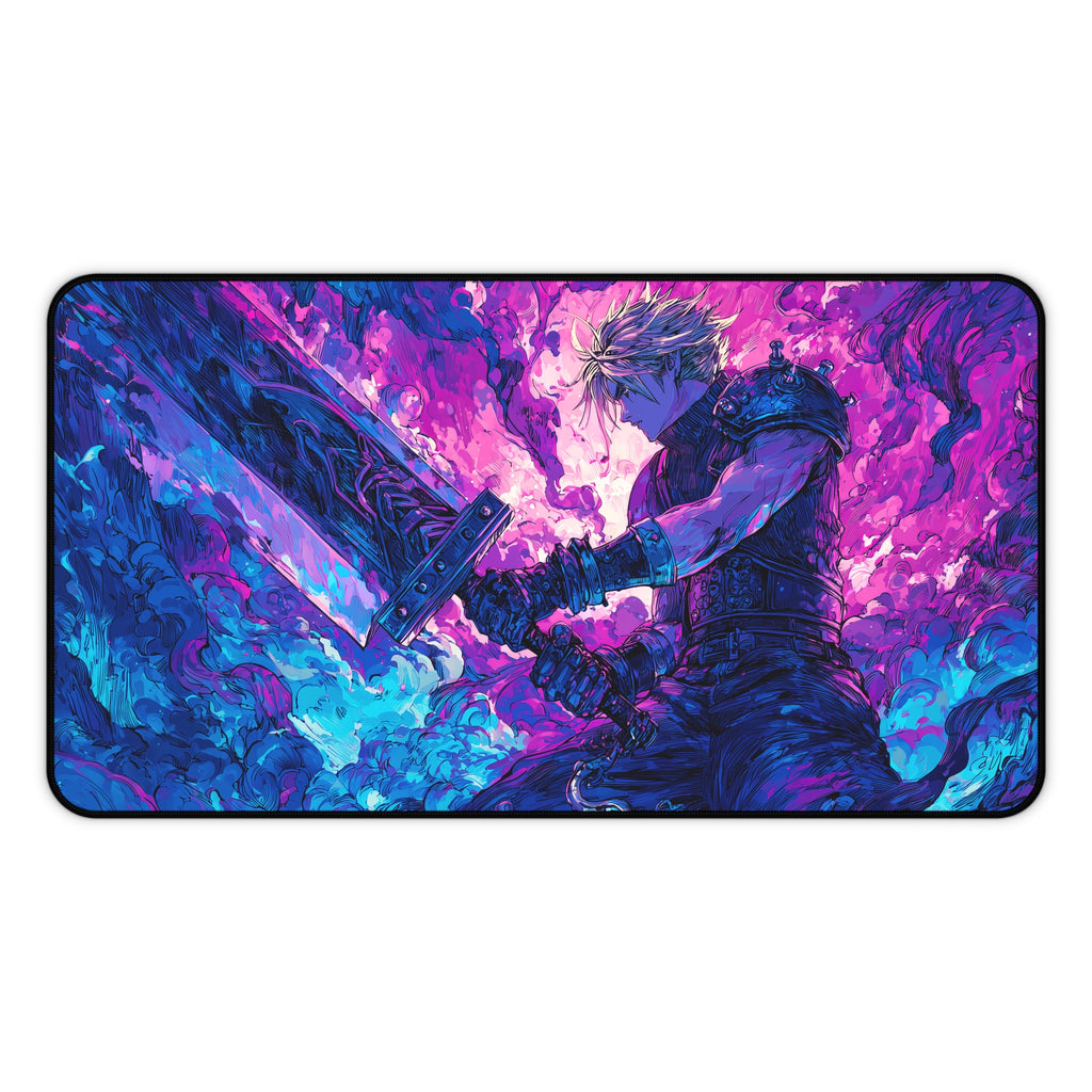 Cloud, Planet’s Champion Playmat | Iconic Fantasy Hero Playmat with Zones Option | 24x14 | 22x12 | 32x16 Sizes | Final Fantasy Playmat