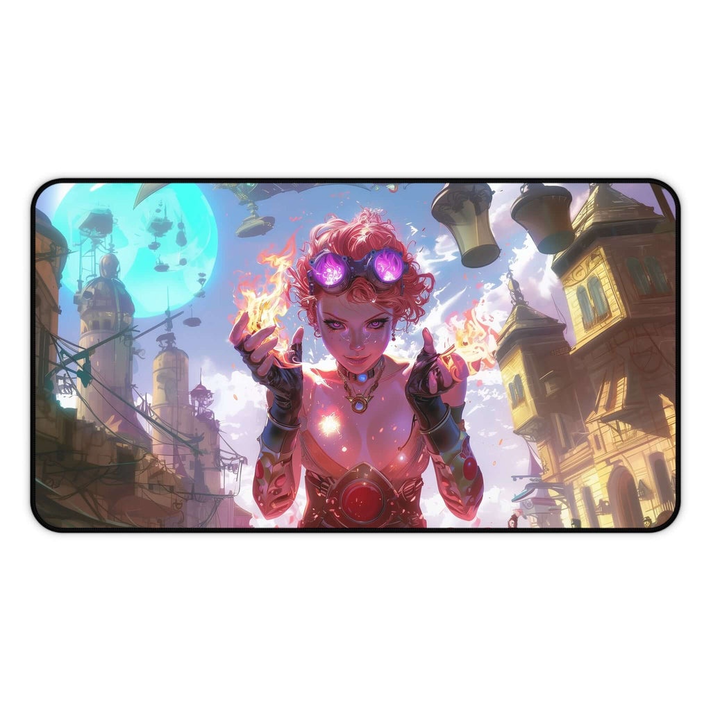 Chandra Nalaar Playmat | Magic the Gathering Playmat | Redhead Planeswalker Playmat with Zones Option | 24x14 | 22x12 | 32x16 Sizes