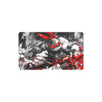 Raphael TMNT borderless playmat featuring bold black noir art with striking red accents and dynamic action.