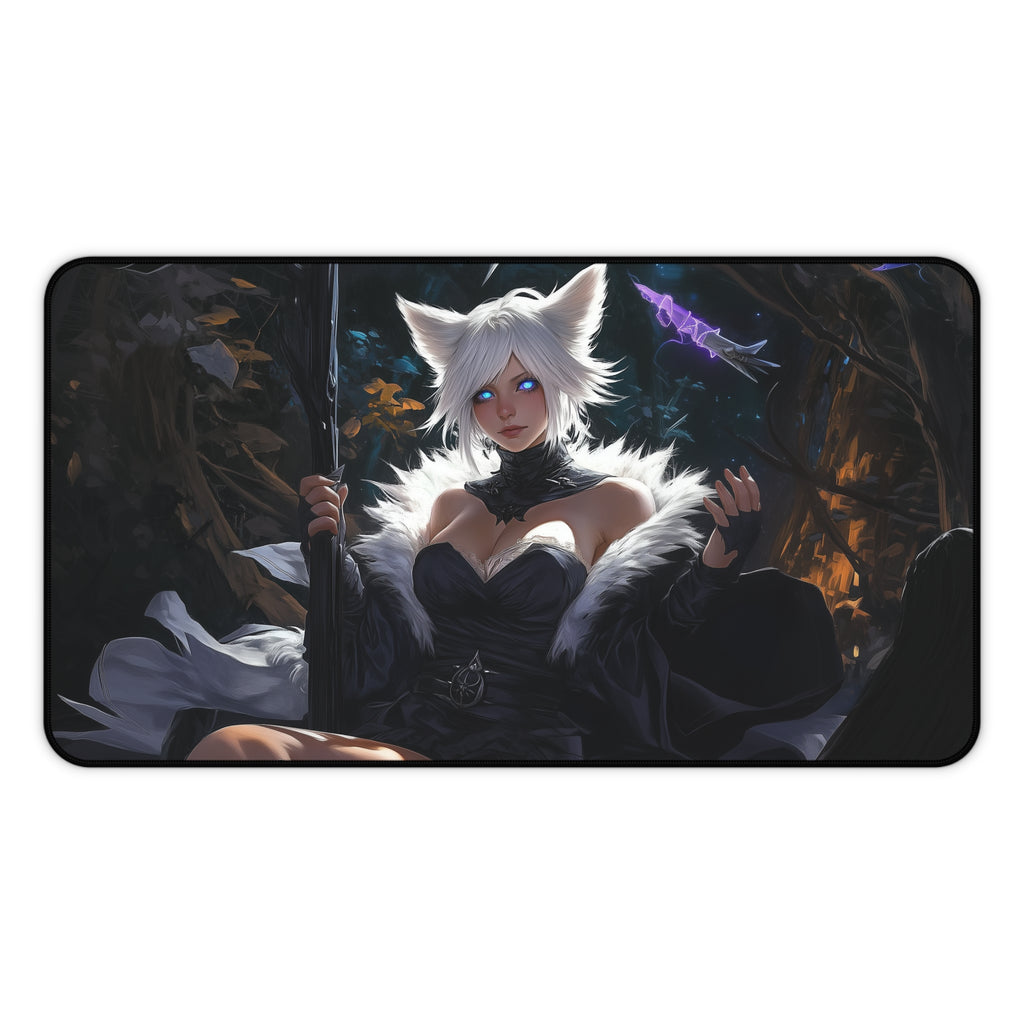 Y’shtola, Night’s Blessed Playmat | Final Fantasy Playmat | Cat Warlock Playmat with Zones Option | 24x14 | 22x12 | 32x16 Sizes