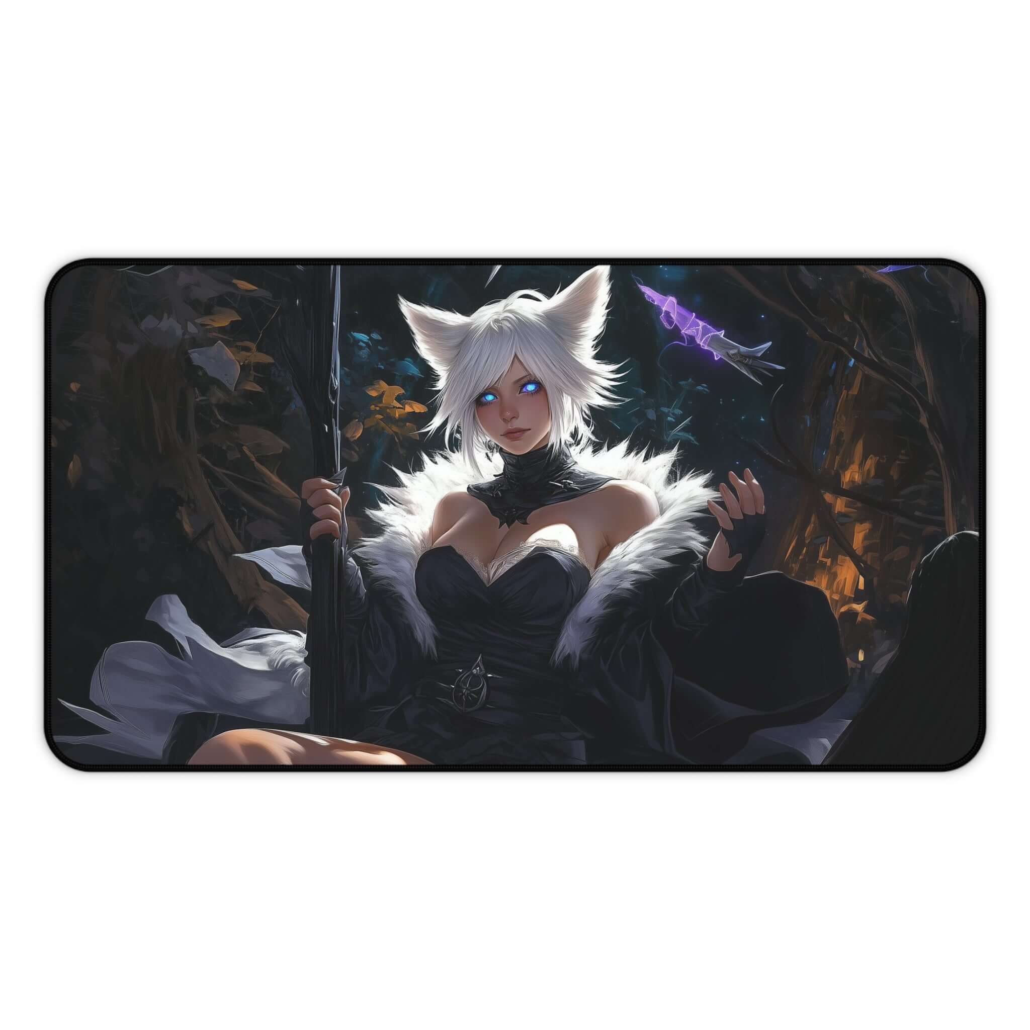 Y’shtola, Night’s Blessed Playmat | Final Fantasy Playmat | Cat Warlock Playmat with Zones Option | 24x14 | 22x12 | 32x16 Sizes