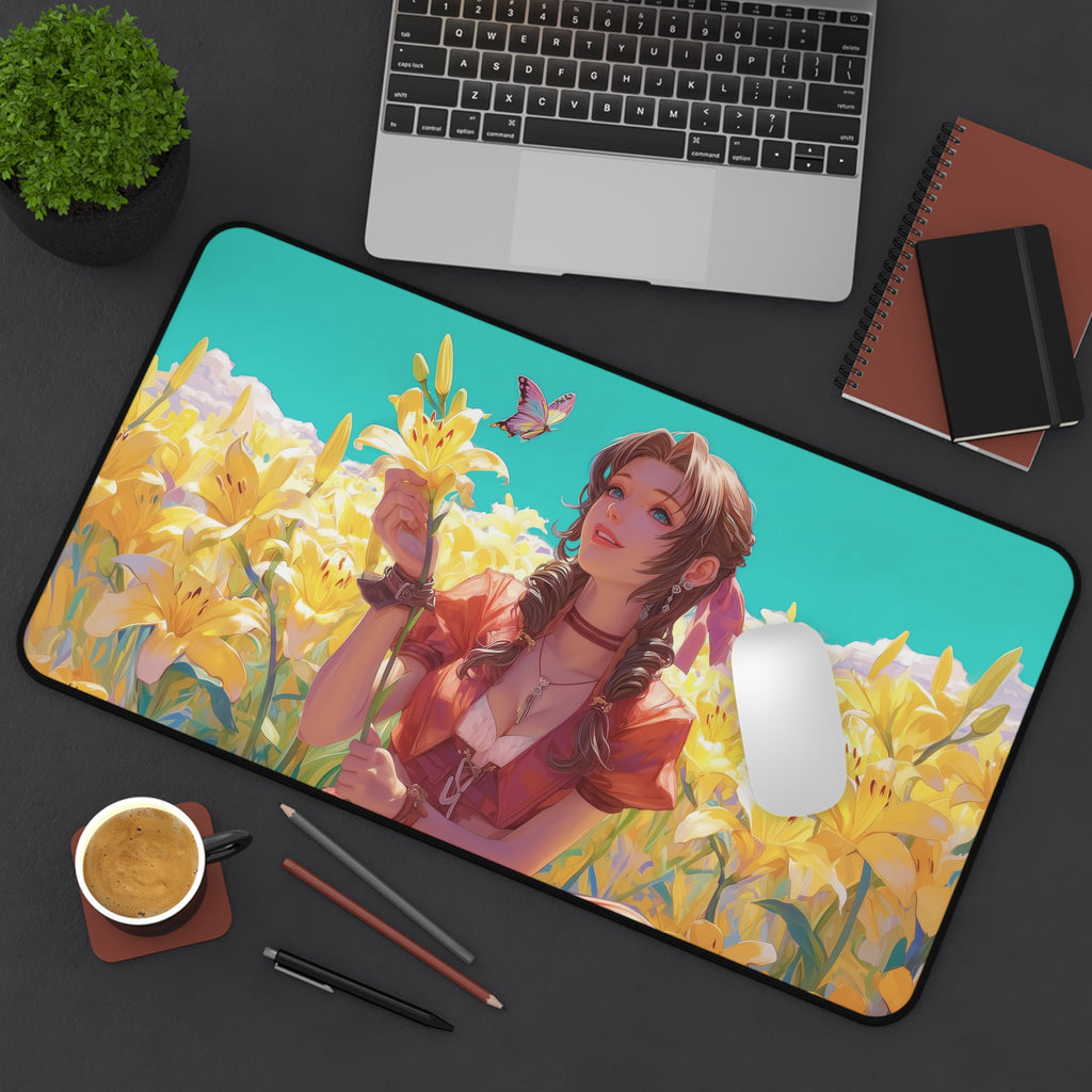 Aerith, Last Ancient Playmat | Final Fantasy Playmat | Iconic Fantasy Heroine Playmat with Zones Option | 24x14 | 22x12 | 32x16 Sizes