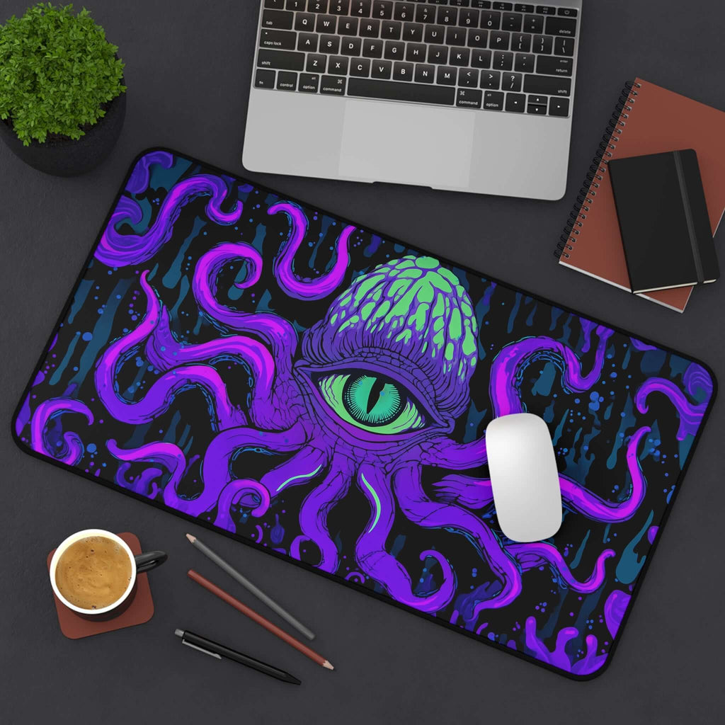Psychedelic Cthulhu Eye Playmat | Magic the Gathering Playmat | Neon Tentacle Playmat with Zones Option | 24x14 | 22x12 | 32x16 Sizes